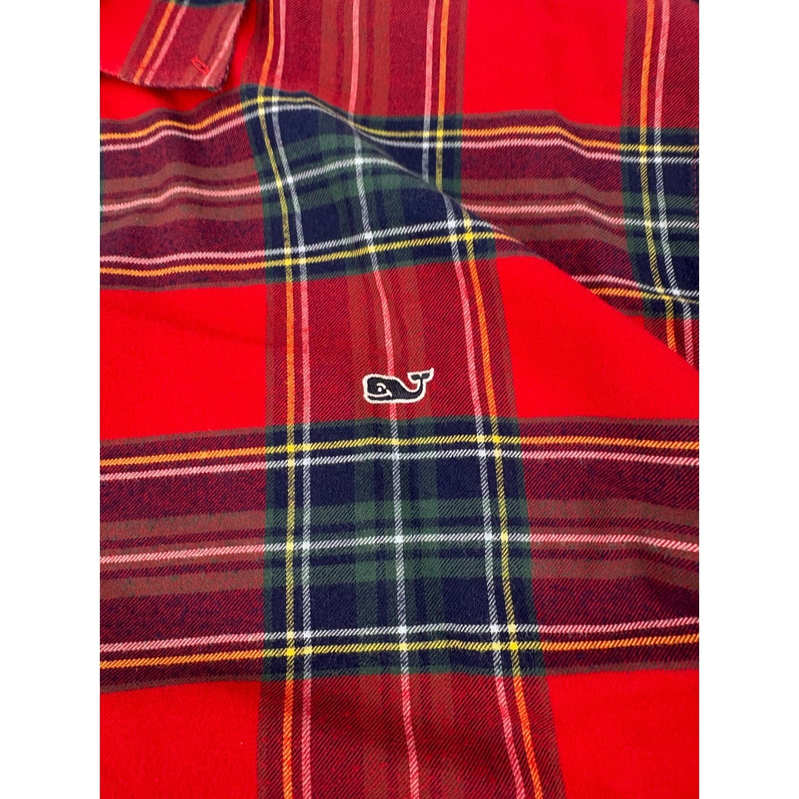 Vineyard Vines Slim Fit Whale Shirt Plaid Long Sleeve Button Down Men's XXL Red - Thumbnail 7