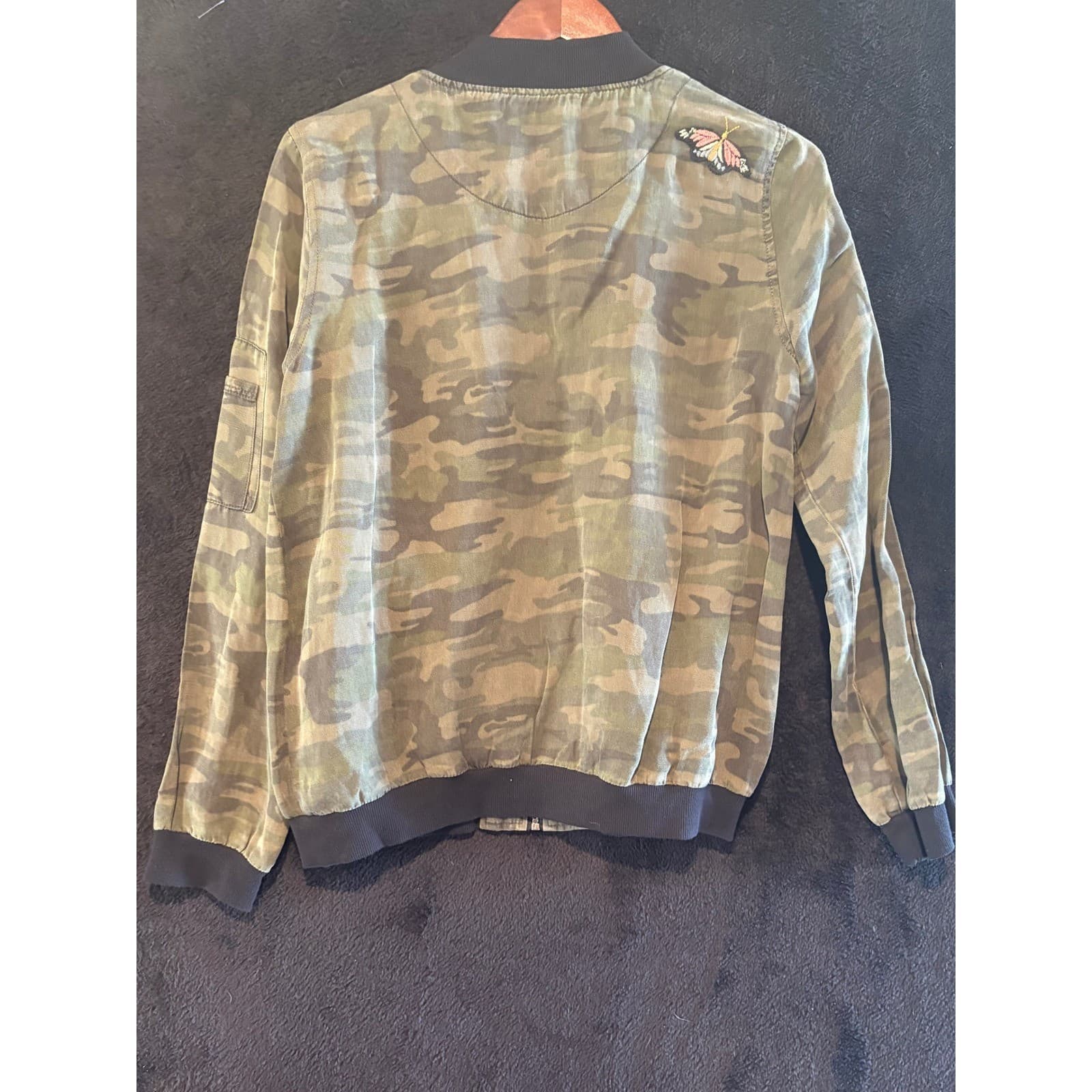 Sanctuary Camo Bomber Jacket Butterfly Patches Lightweight Size S - Thumbnail 8