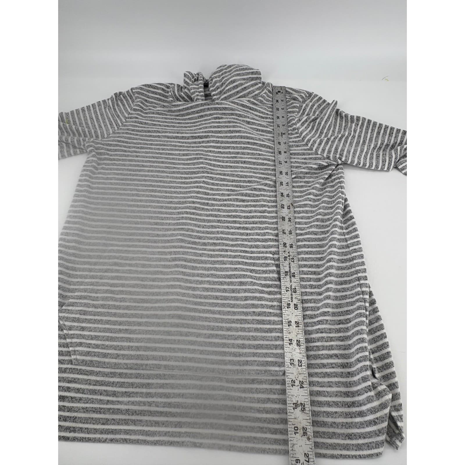 Workshop Republic Clothing Gray Striped Long Sleeve Hooded Top, Women's - Thumbnail 5