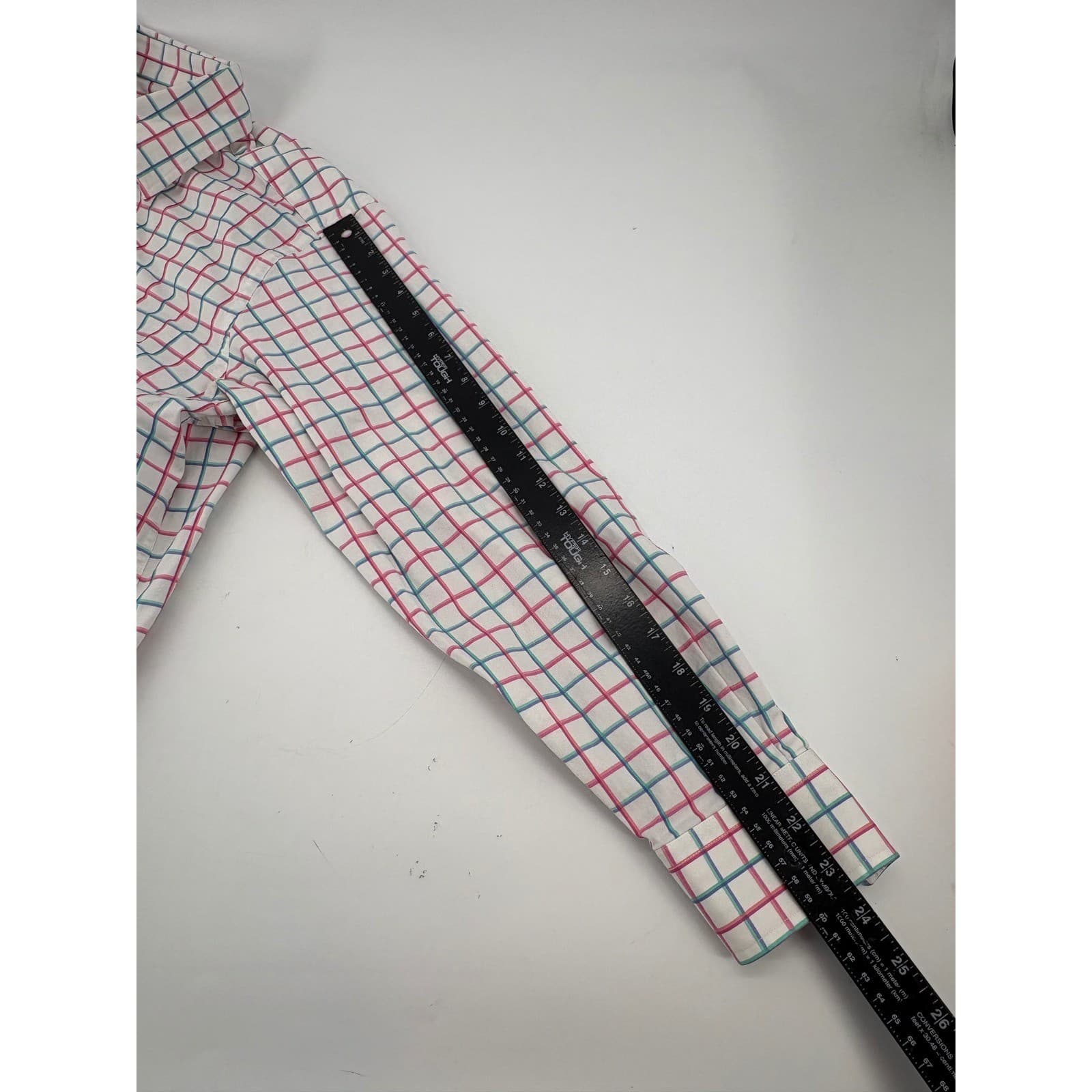 Southern Tide Button Down Mens Large Shirt White Pink Blue Plaid Stretch L - Thumbnail 7