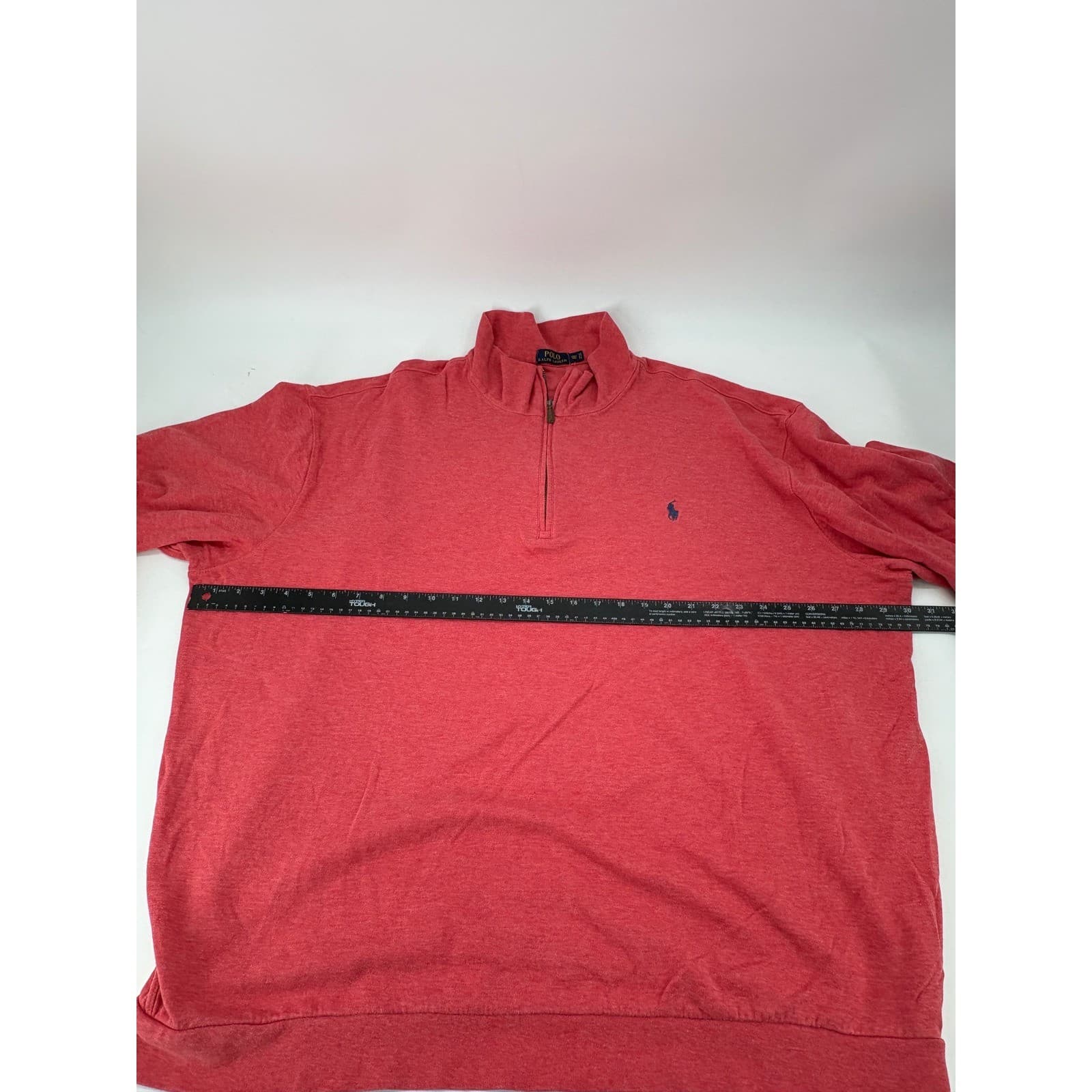 Polo Ralph Lauren Pullover Mens 3XLT 1/4 Zip Sweater Red Heather Cotton Blend - Thumbnail 5