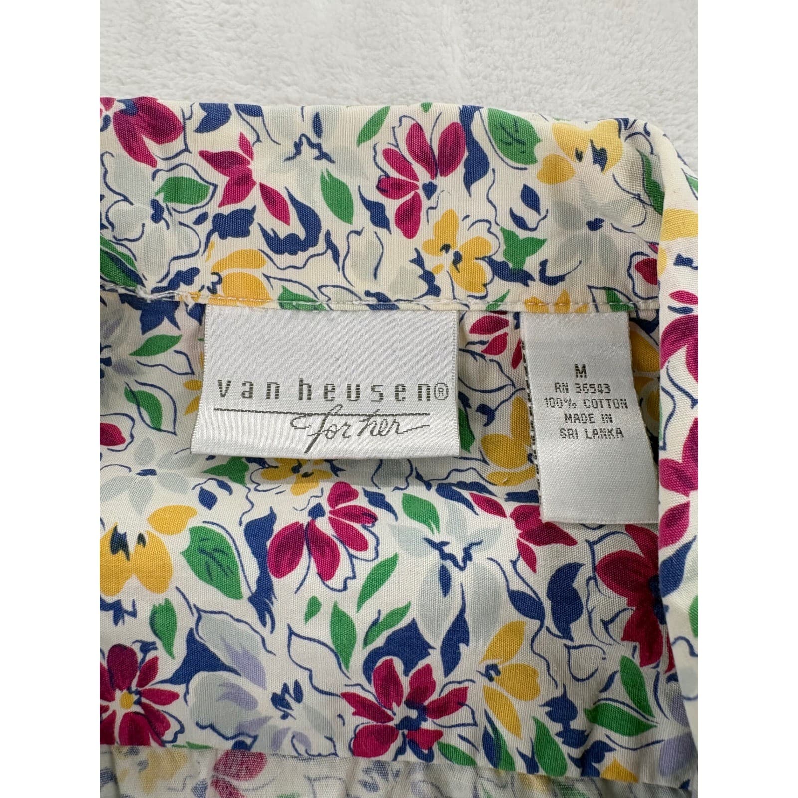 Van Heusen Pajama Set Womens M Pajamas Multicolor Floral Cotton Button Up Pants - Thumbnail 3
