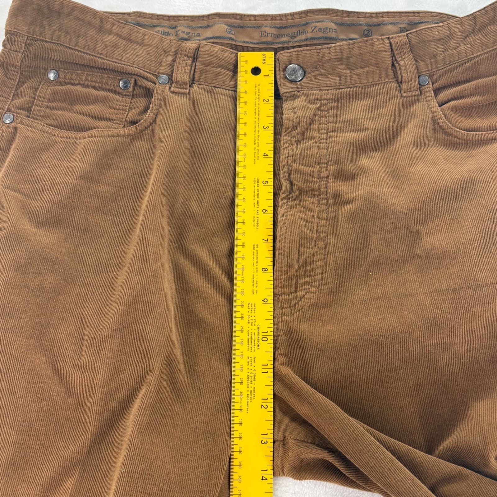 Ermenegildo Zegna Corduroy Mens 40 Pants Brown Made in Italy 5-Pocket Luxury - Thumbnail 3
