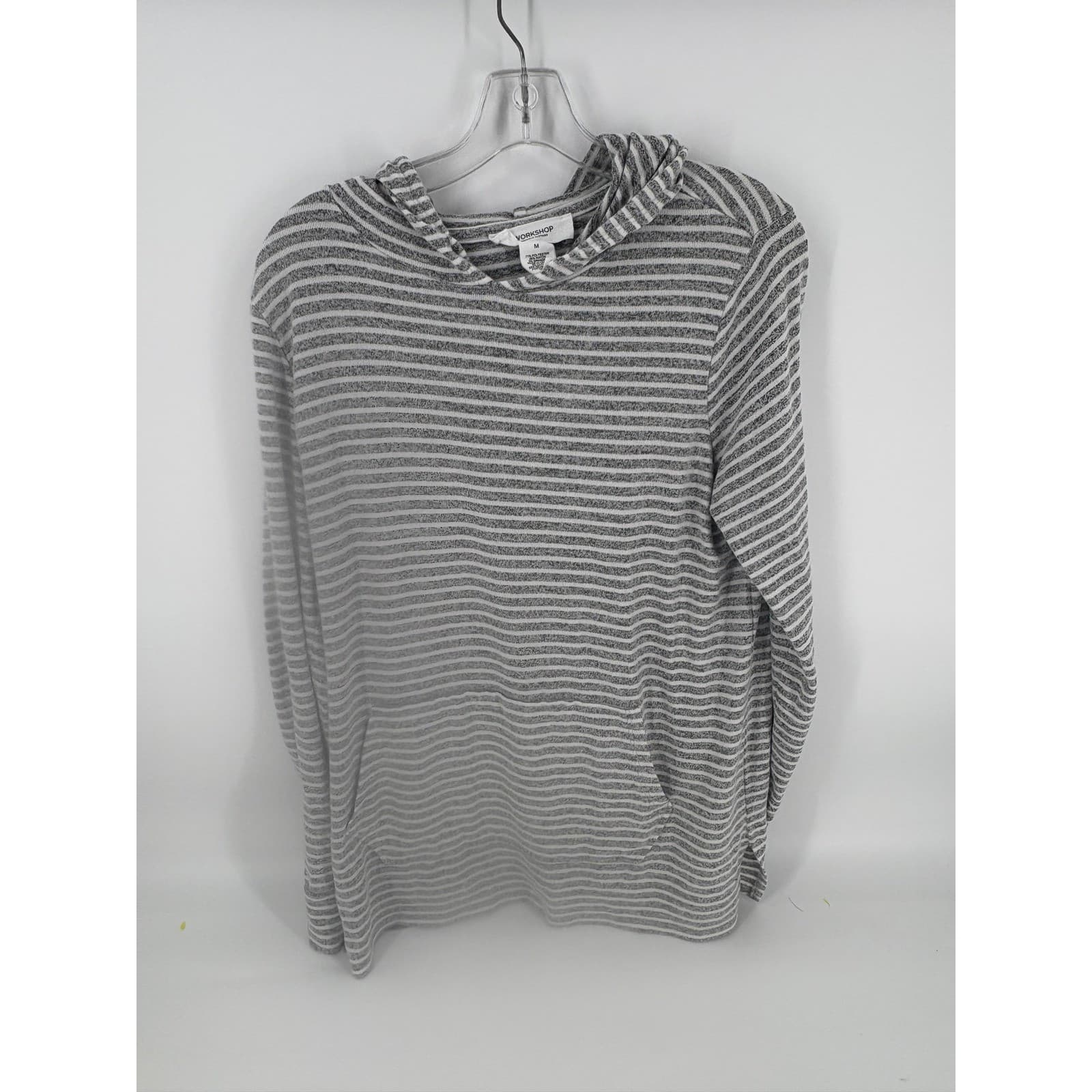 Workshop Republic Clothing Gray Striped Long Sleeve Hooded Top, Women's