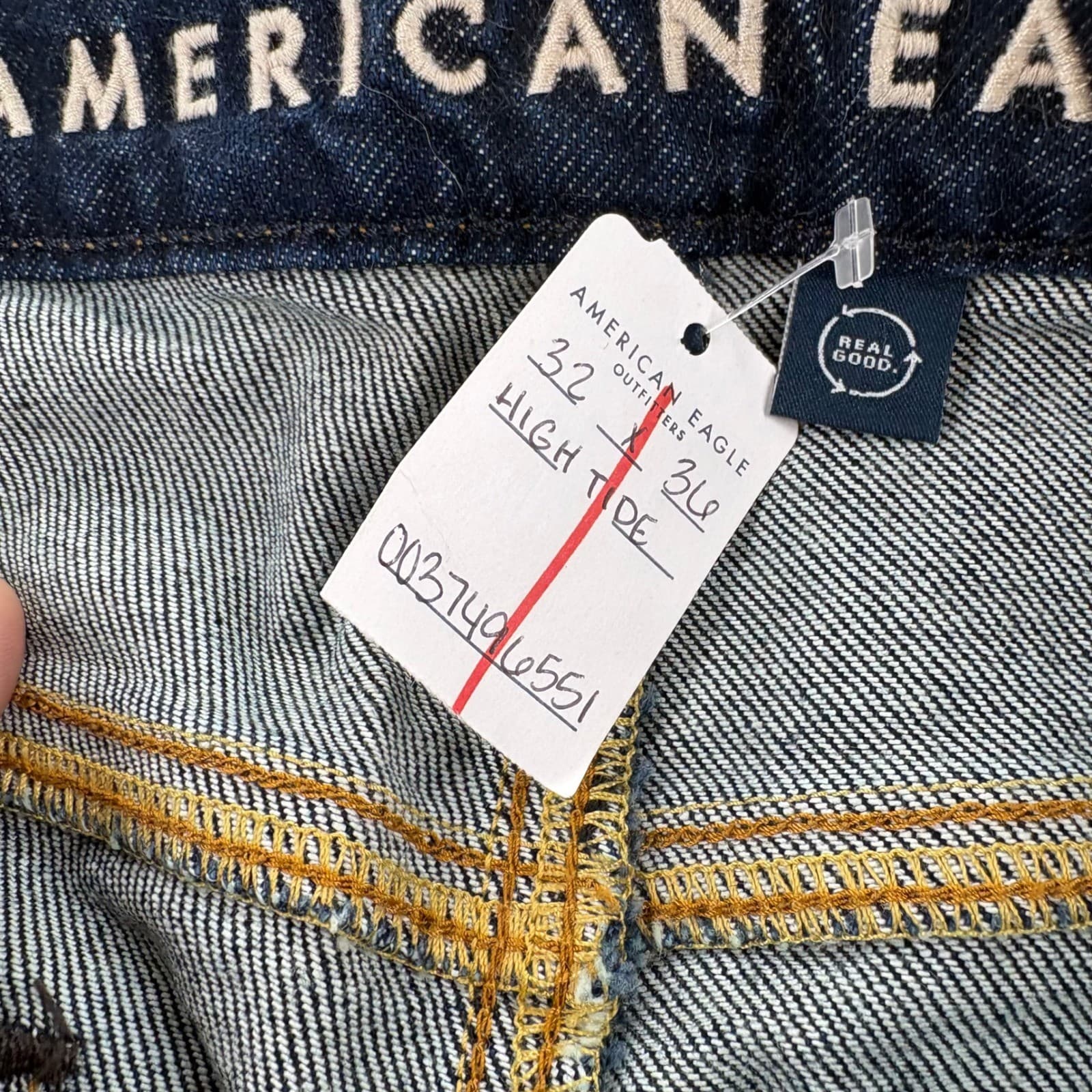 American Eagle Jeans Mens 32x36 Slim High Tide Flex Dark Wash Denim - Thumbnail 6