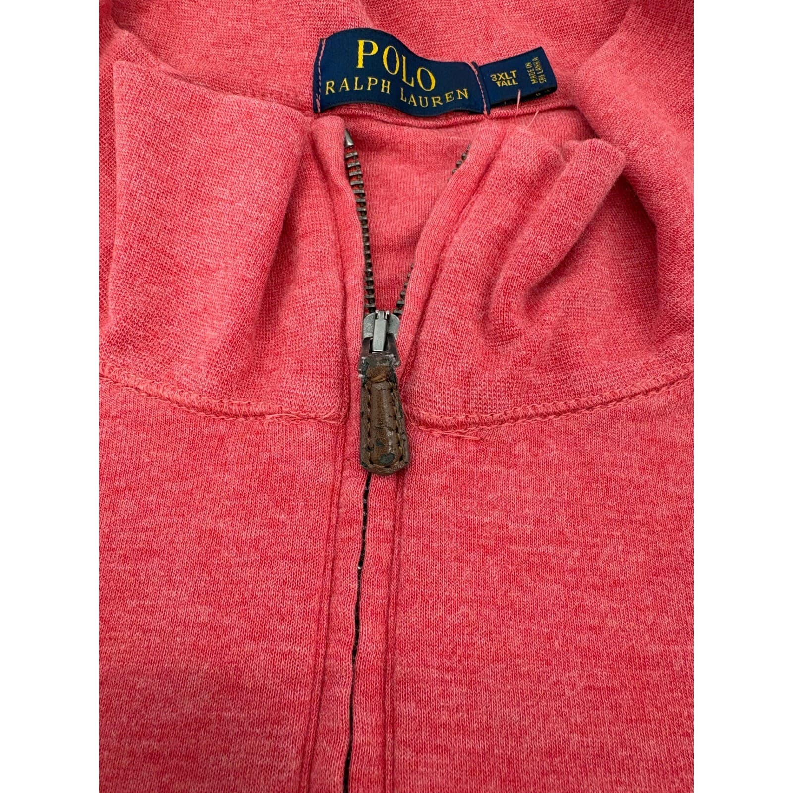Polo Ralph Lauren Pullover Mens 3XLT 1/4 Zip Sweater Red Heather Cotton Blend - Thumbnail 3