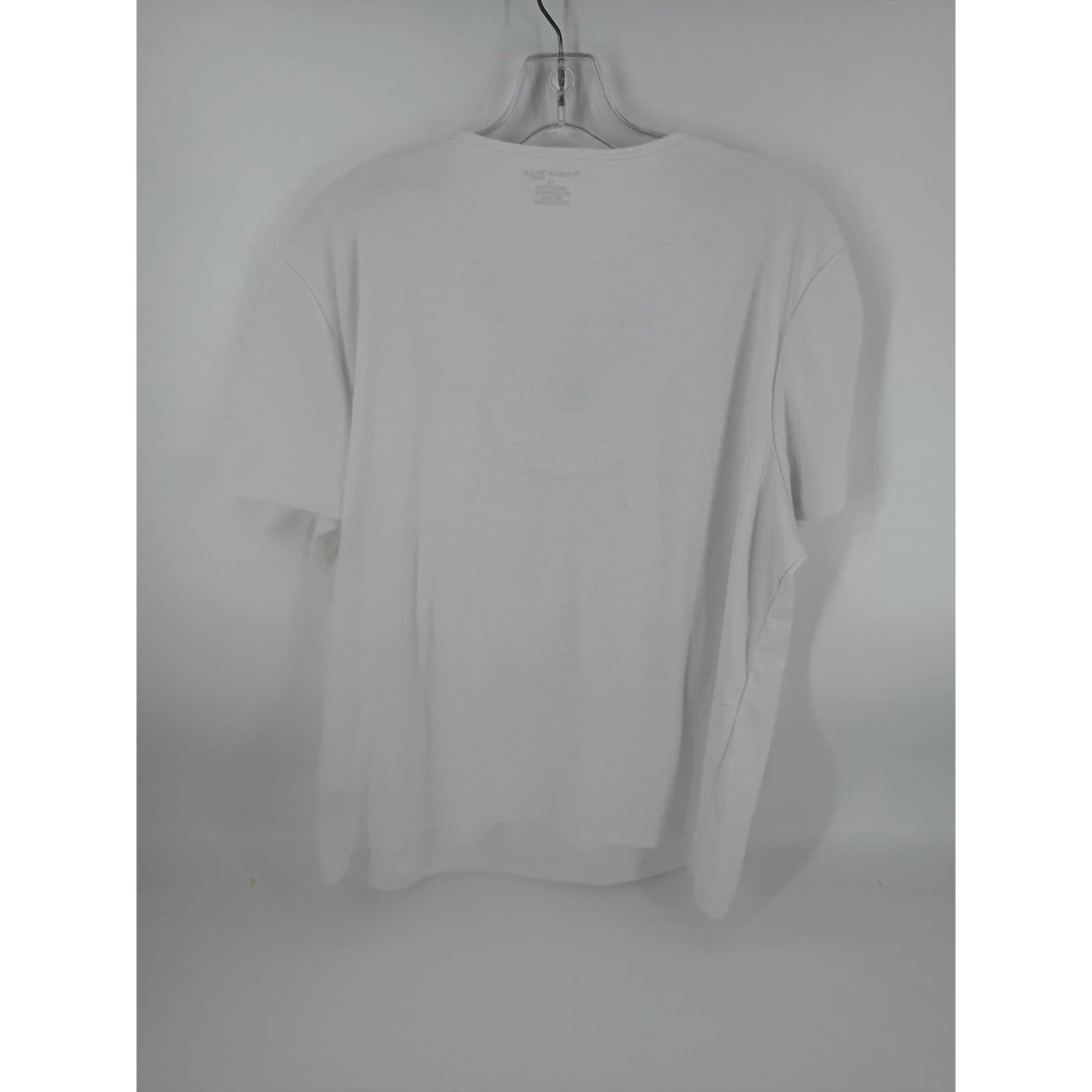 Madison Taylor Woman 1X White Short Sleeve Top Ruffle Neckline Blouse - Thumbnail 3