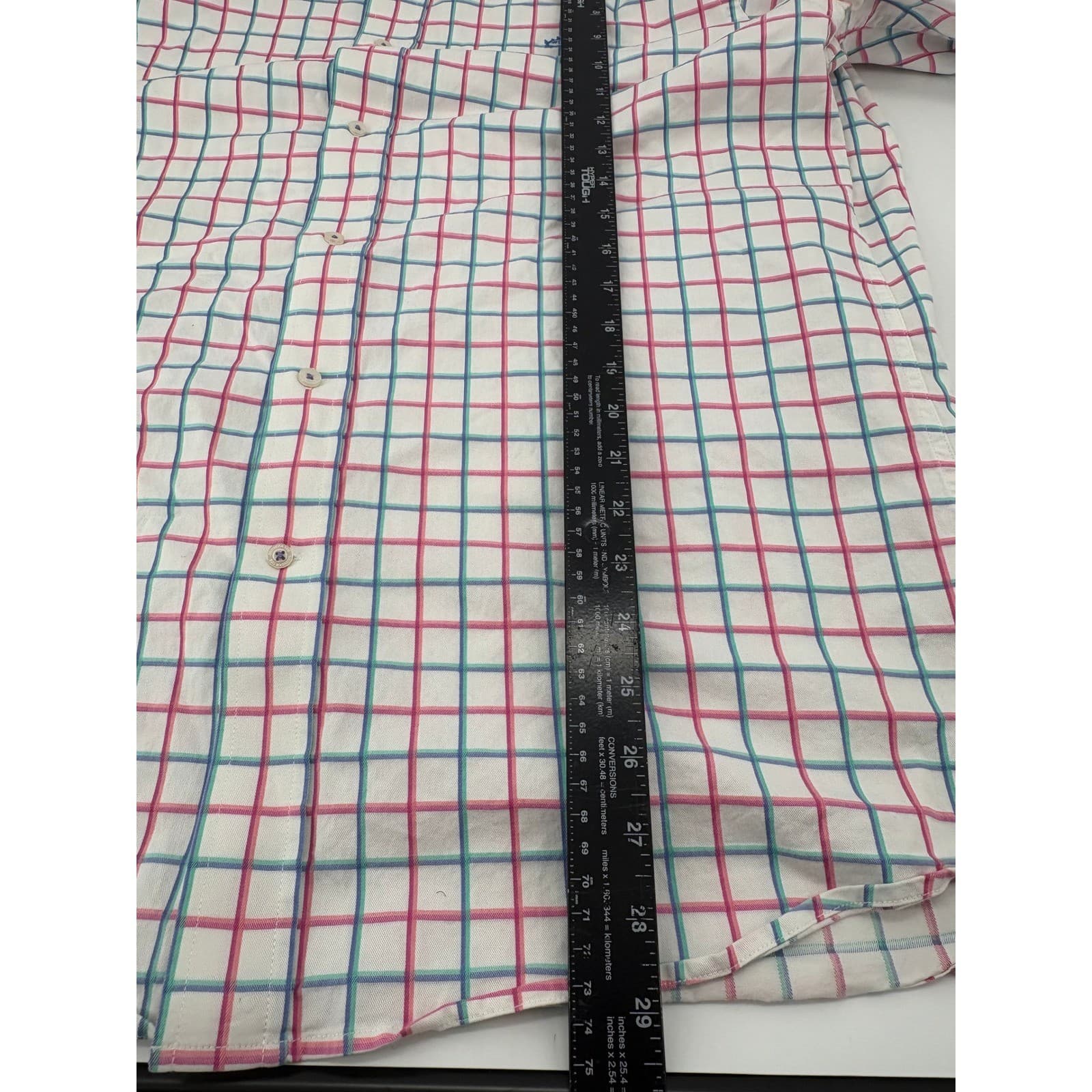 Southern Tide Button Down Mens Large Shirt White Pink Blue Plaid Stretch L - Thumbnail 6