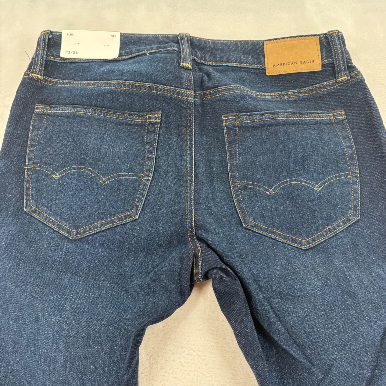 American Eagle Jeans Mens 32x36 Slim High Tide Flex Dark Wash Denim - Thumbnail 8