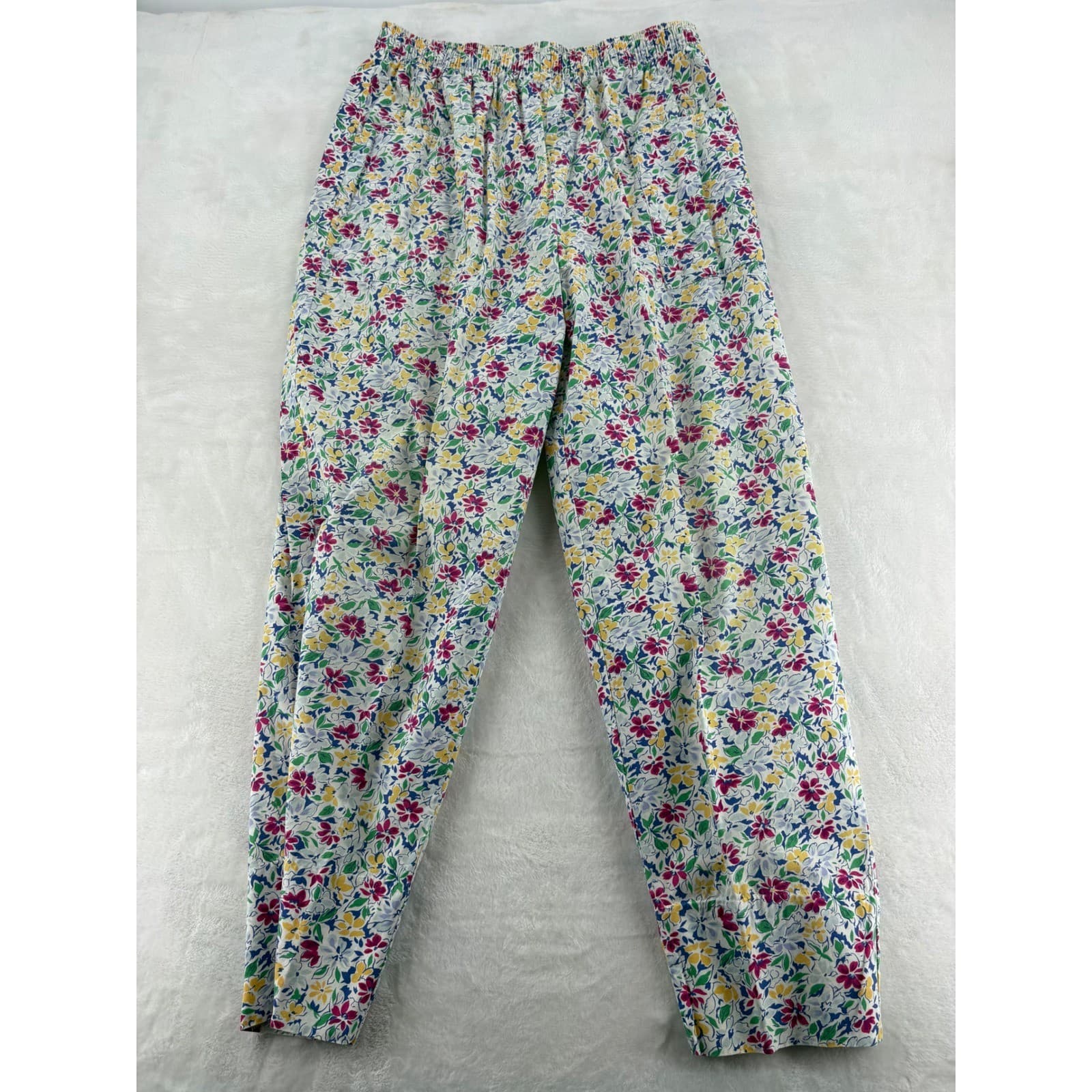 Van Heusen Pajama Set Womens M Pajamas Multicolor Floral Cotton Button Up Pants - Thumbnail 7