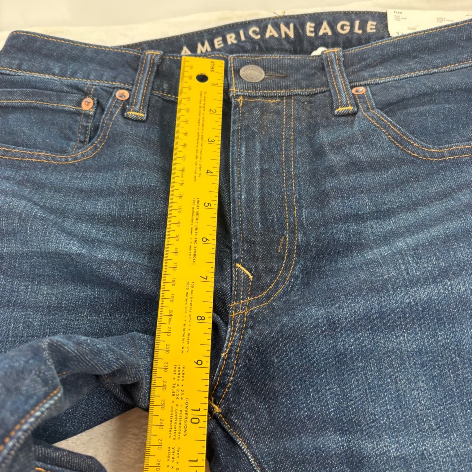 American Eagle Jeans Mens 32x36 Slim High Tide Flex Dark Wash Denim - Thumbnail 5