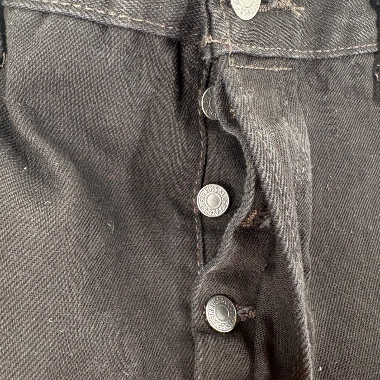 Levis 501 Jeans Mens W38 L30 Denim Pants Black Original Fit Button Fly Straight - Thumbnail 5