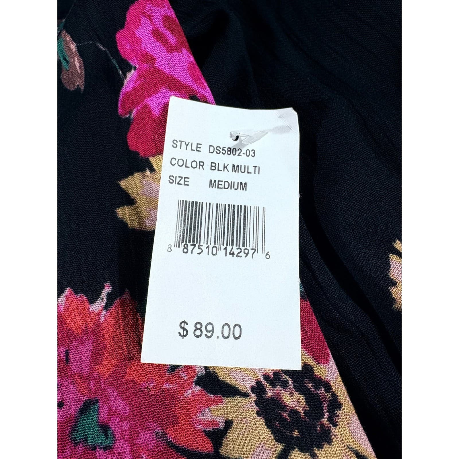 Collective Concepts Black Floral Print Dress - Women's Medium - Thumbnail 2