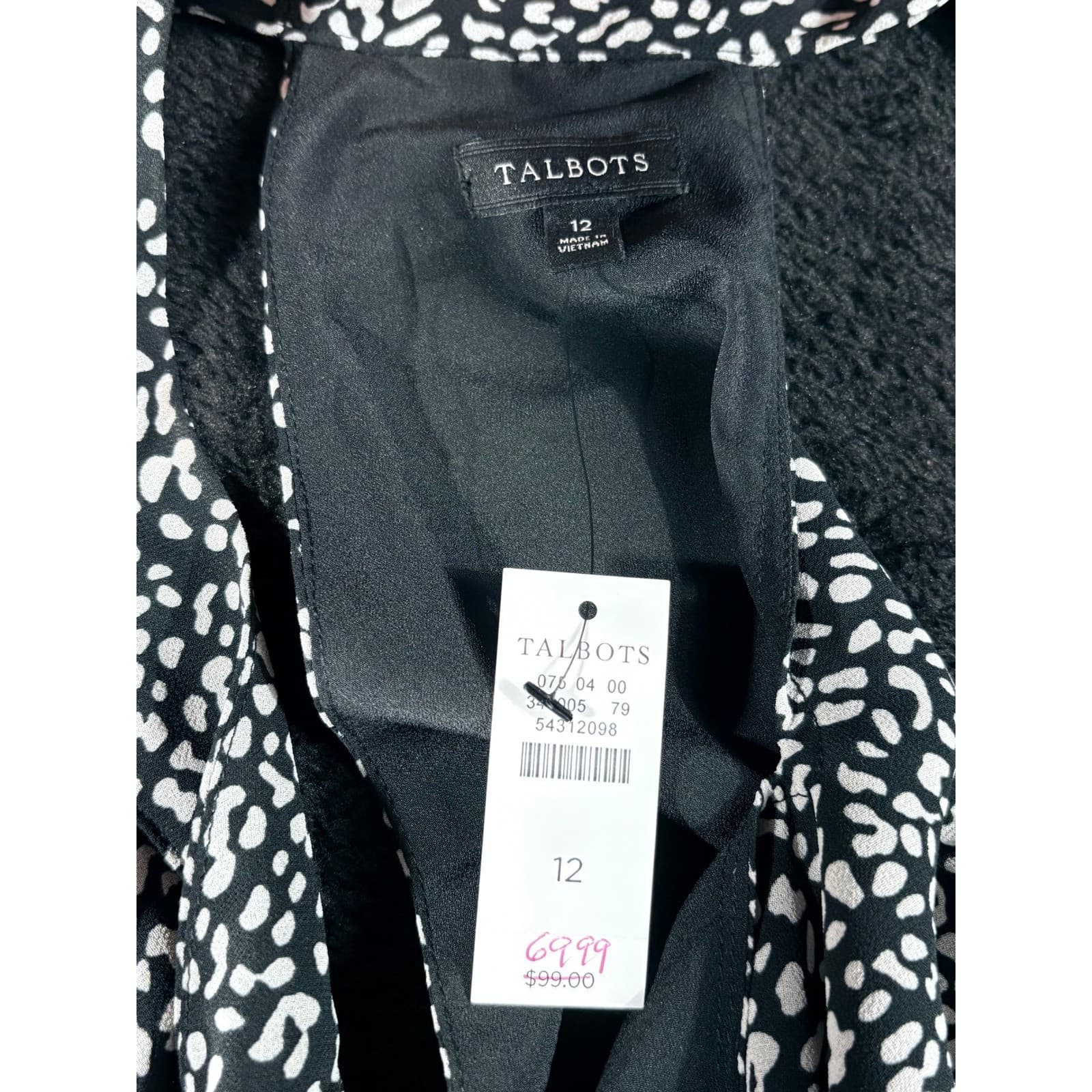 Talbots Women's Sleeveless Halter Top Black White Print Size 12 - Thumbnail 4
