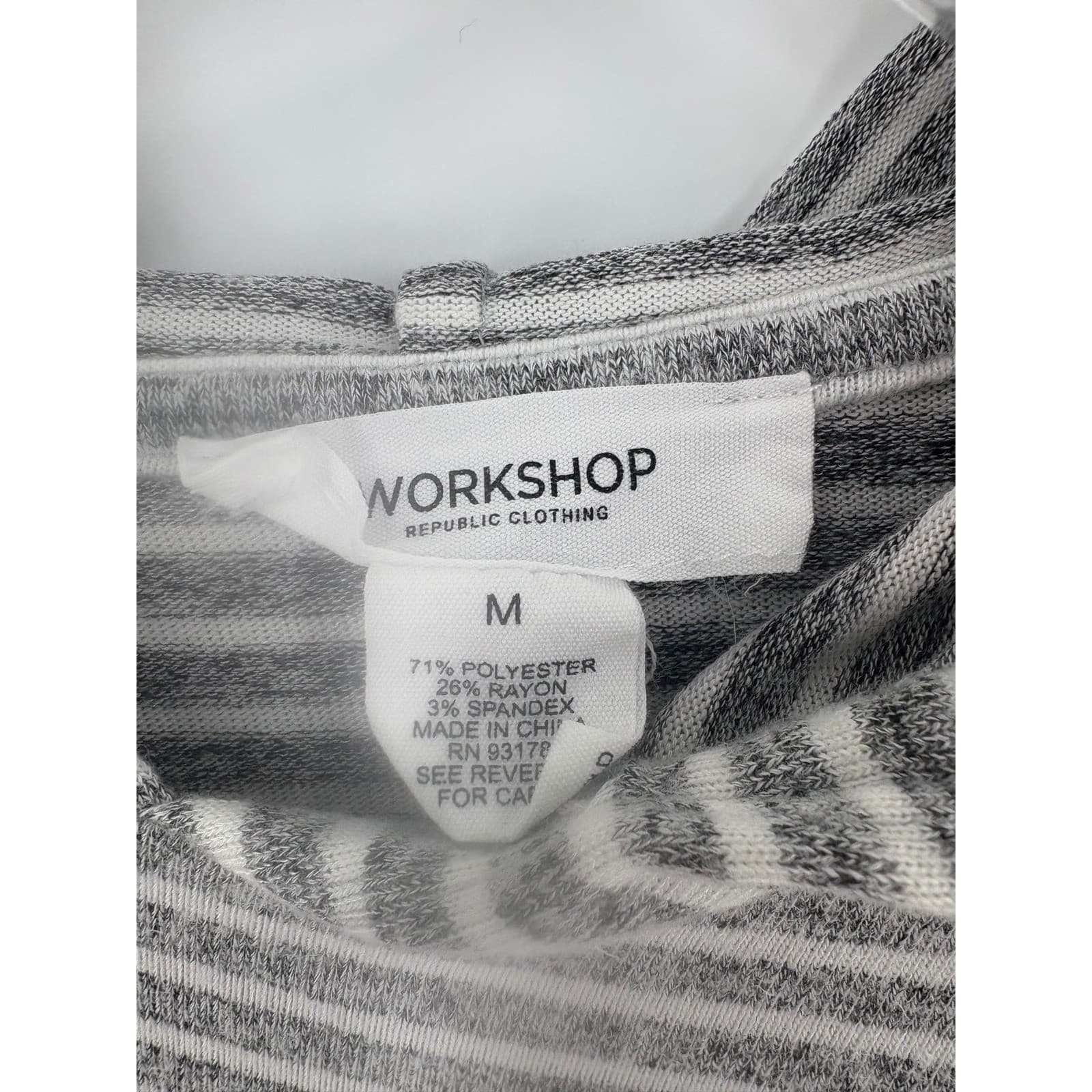 Workshop Republic Clothing Gray Striped Long Sleeve Hooded Top, Women's - Thumbnail 2