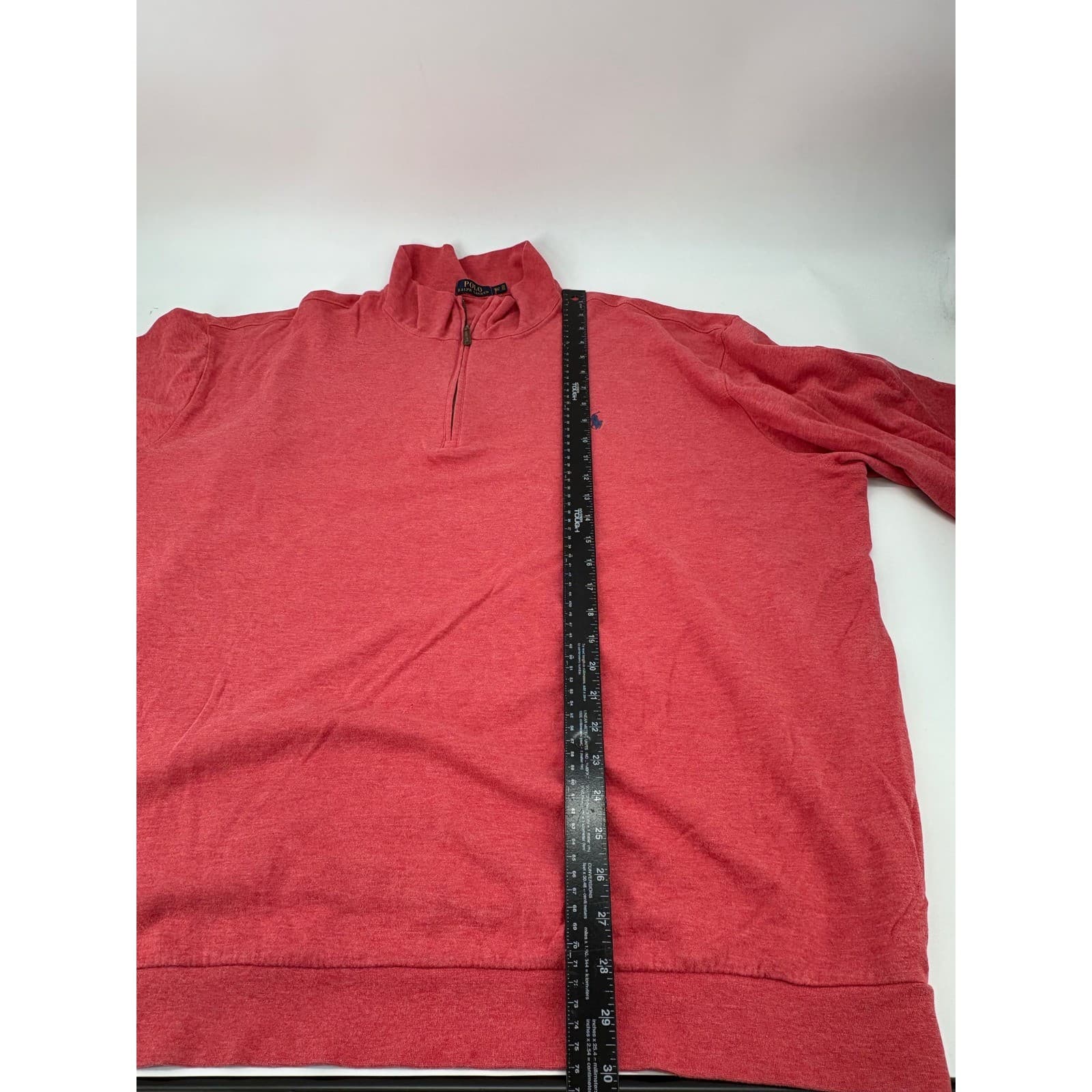 Polo Ralph Lauren Pullover Mens 3XLT 1/4 Zip Sweater Red Heather Cotton Blend - Thumbnail 6