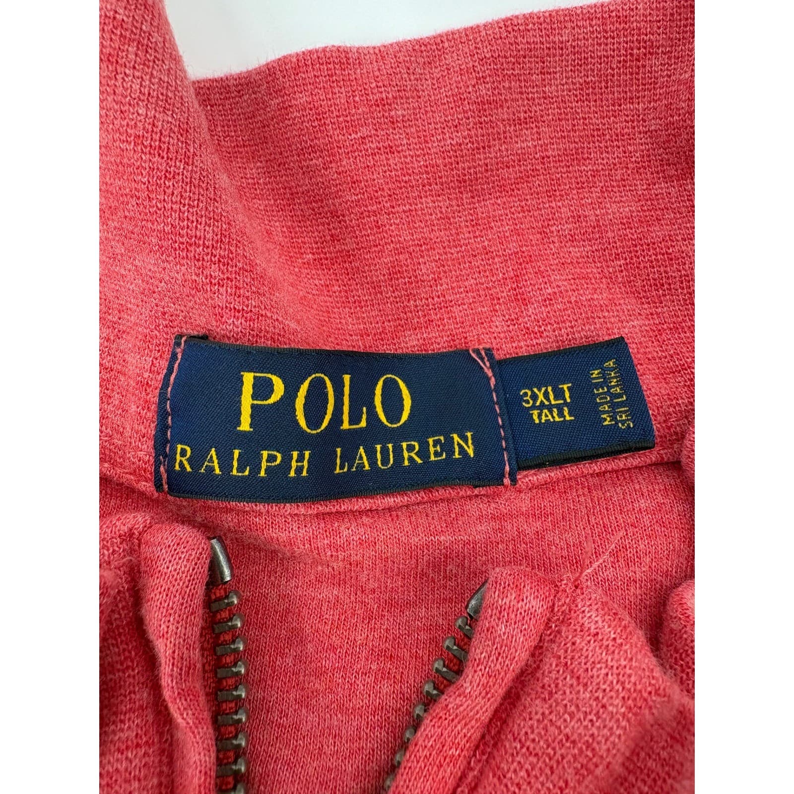 Polo Ralph Lauren Pullover Mens 3XLT 1/4 Zip Sweater Red Heather Cotton Blend - Thumbnail 2