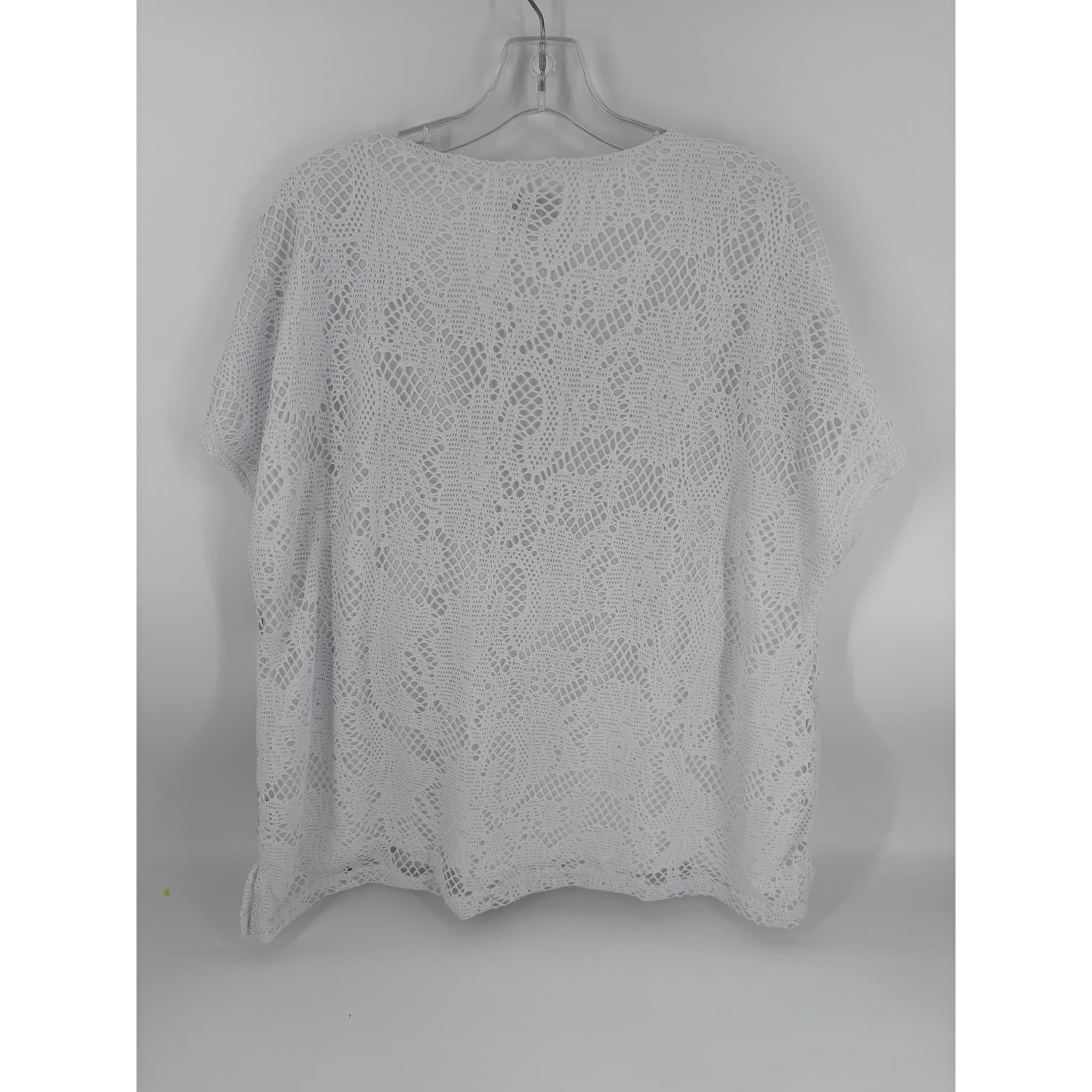 Nikki XL Tunic Top White Lace Overlay Blue Green Yellow Boho Casual Blouse - Thumbnail 3