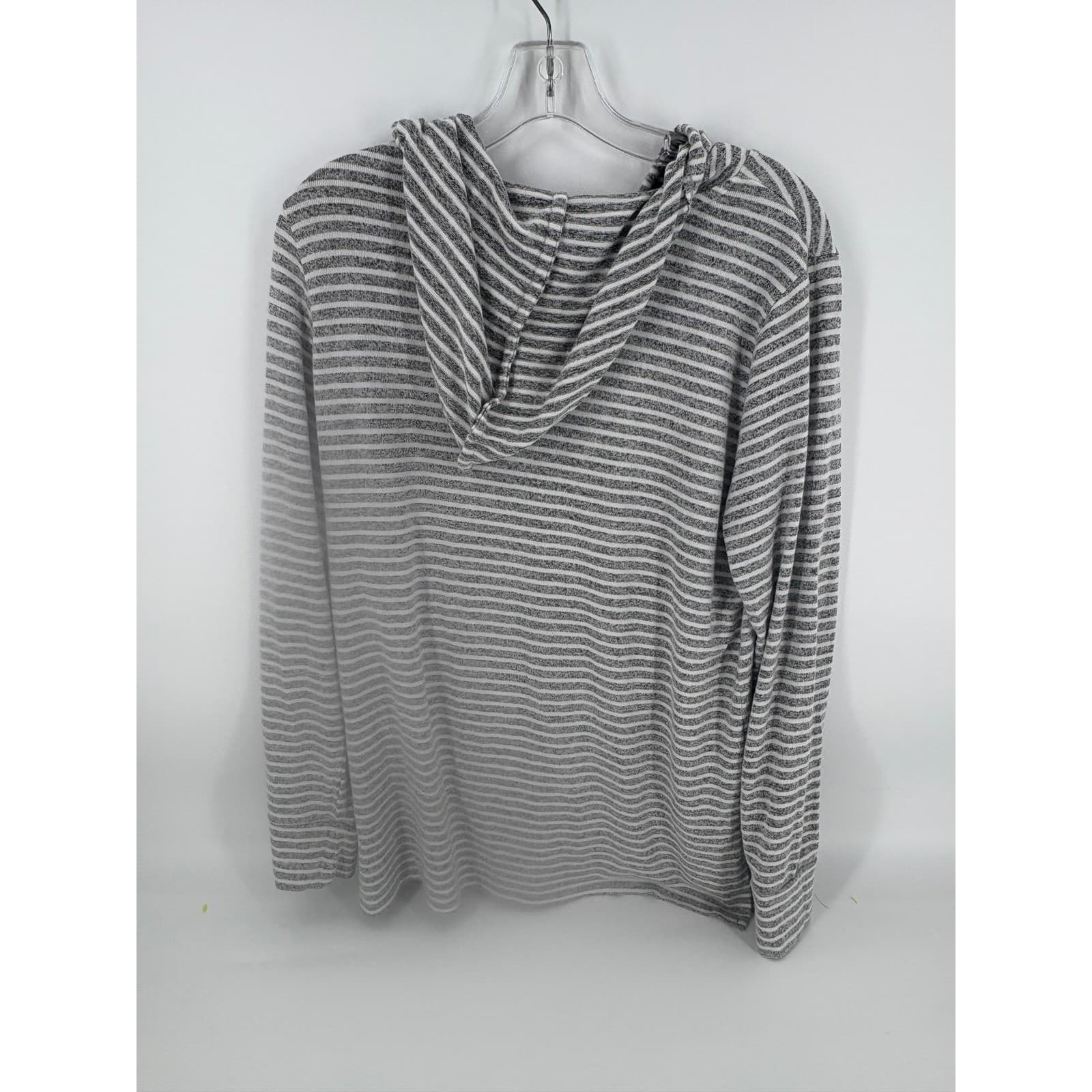 Workshop Republic Clothing Gray Striped Long Sleeve Hooded Top, Women's - Thumbnail 3