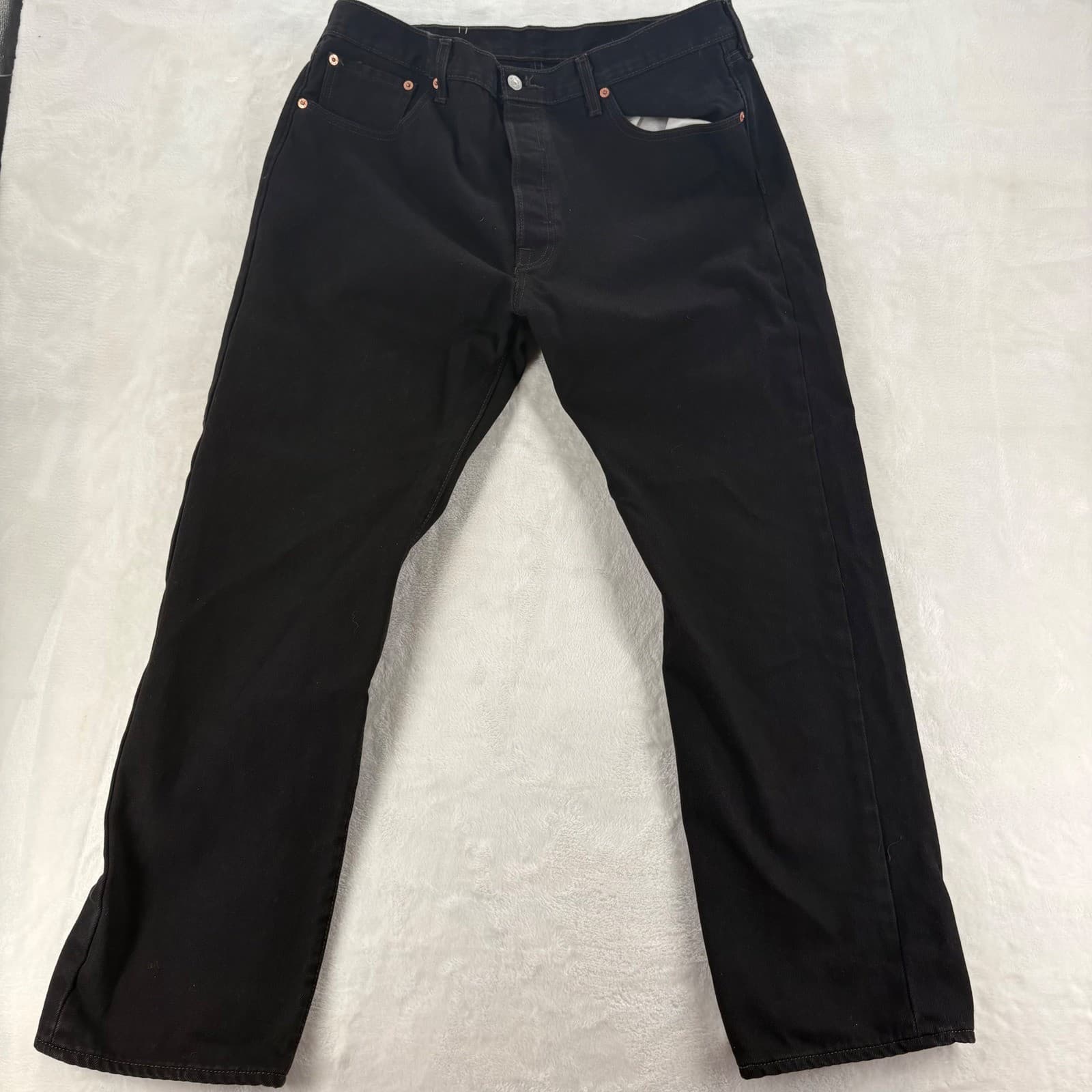 Levis 501 Jeans Mens W38 L30 Denim Pants Black Original Fit Button Fly Straight