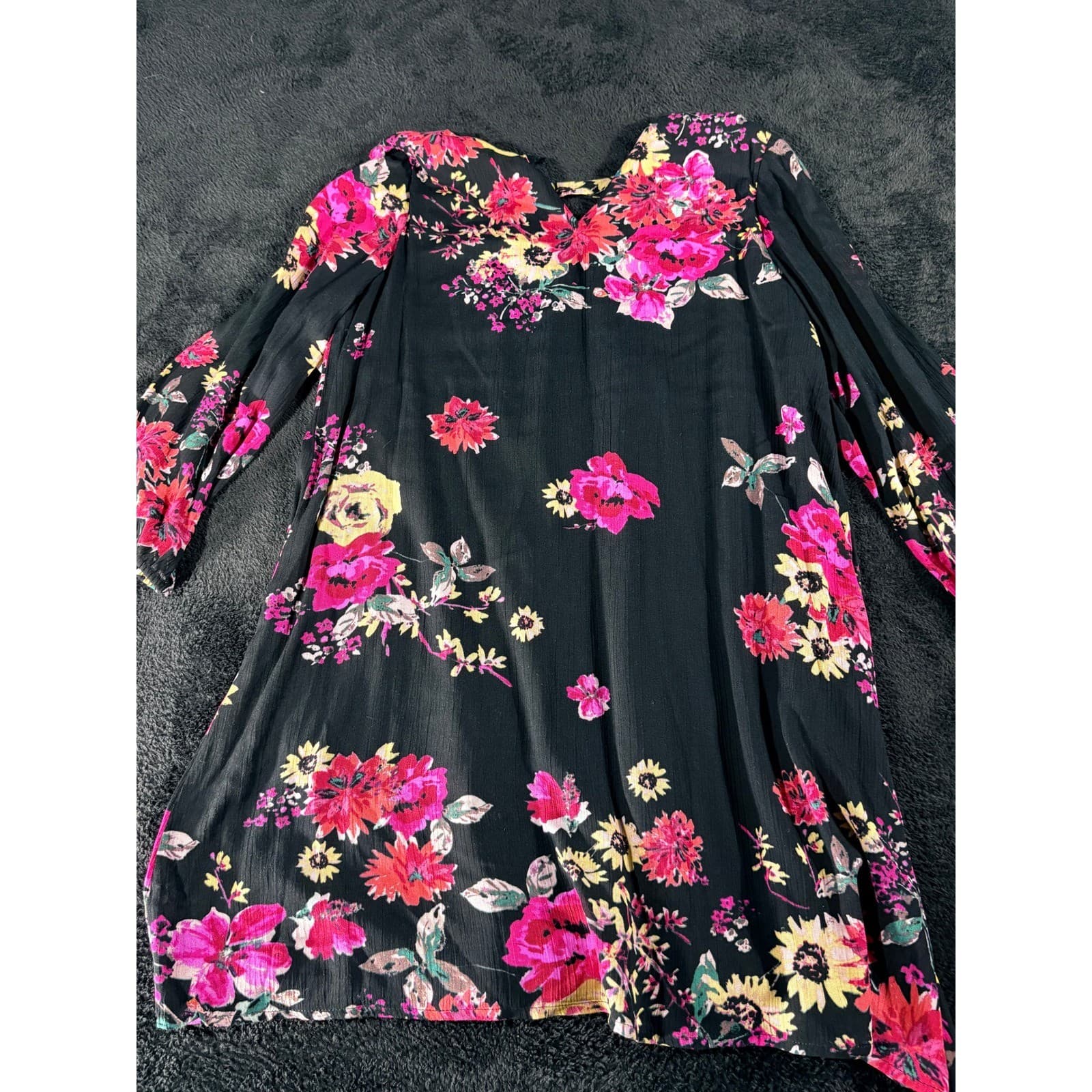 Collective Concepts Black Floral Print Dress - Women's Medium - Thumbnail 6