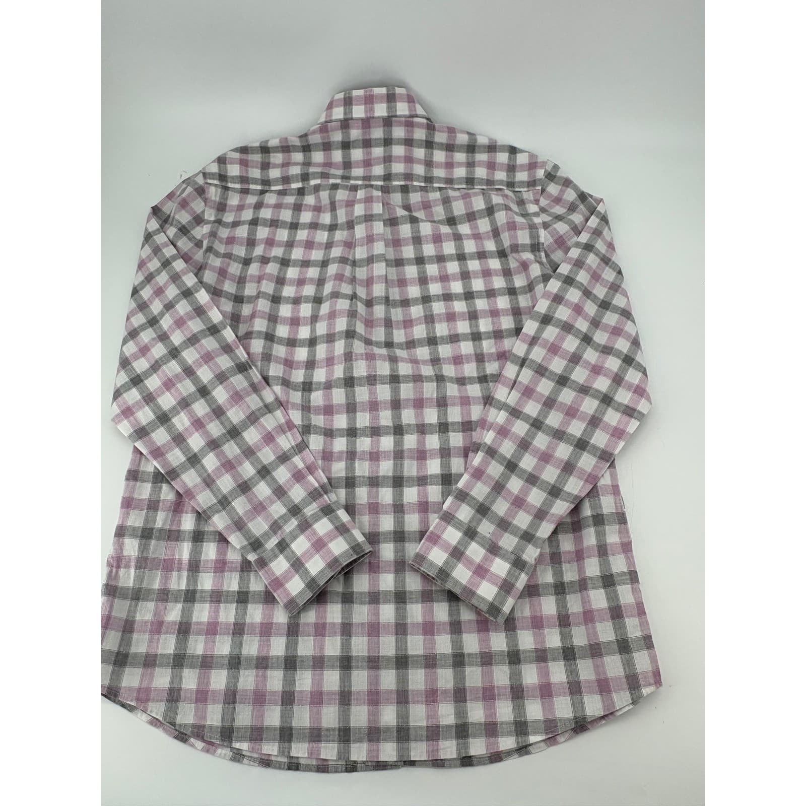 Johnnie-O Top Shelf Mens Medium Button Down Shirt Purple Grey Plaid 5989 - Thumbnail 7