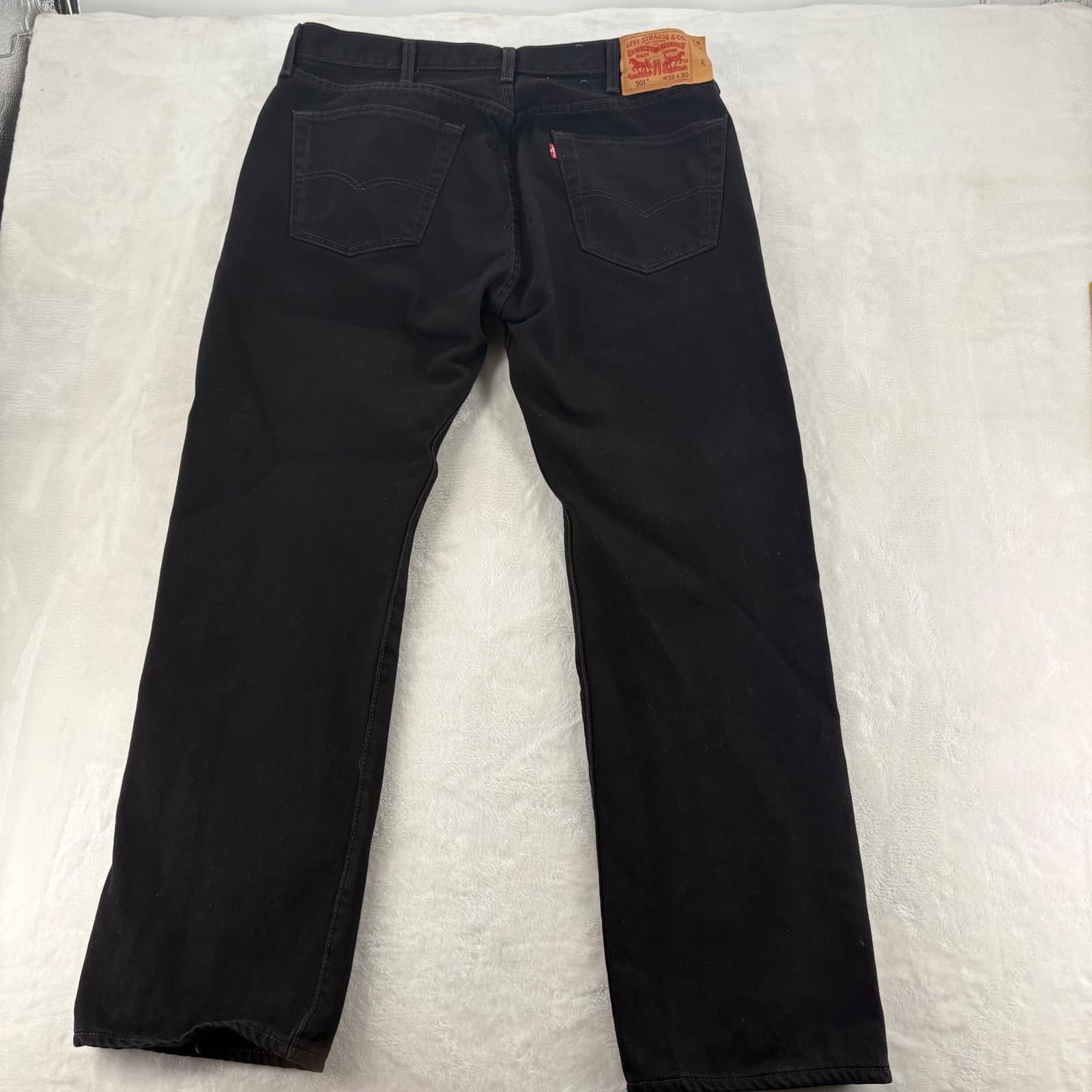 Levis 501 Jeans Mens W38 L30 Denim Pants Black Original Fit Button Fly Straight - Thumbnail 7