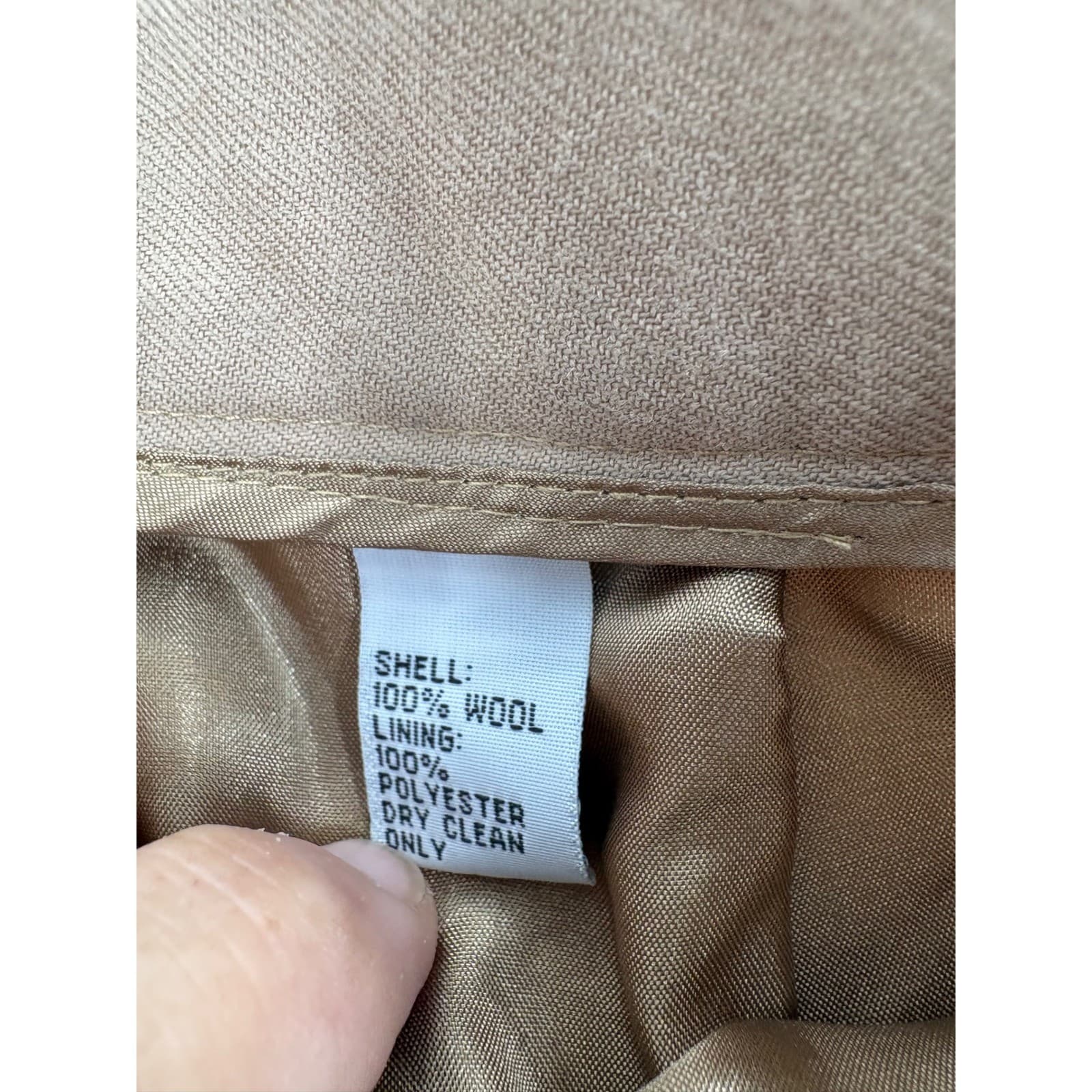 Talbots Trousers Womens 12P Pants Tan 100% Wool Pleated Cuffed Petites - Thumbnail 4