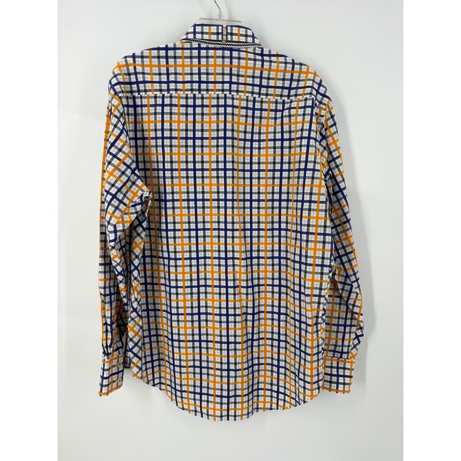 Robert Graham Men's L/G Plaid Long Sleeve Button Up Shirt Orange Navy Green - Thumbnail 4