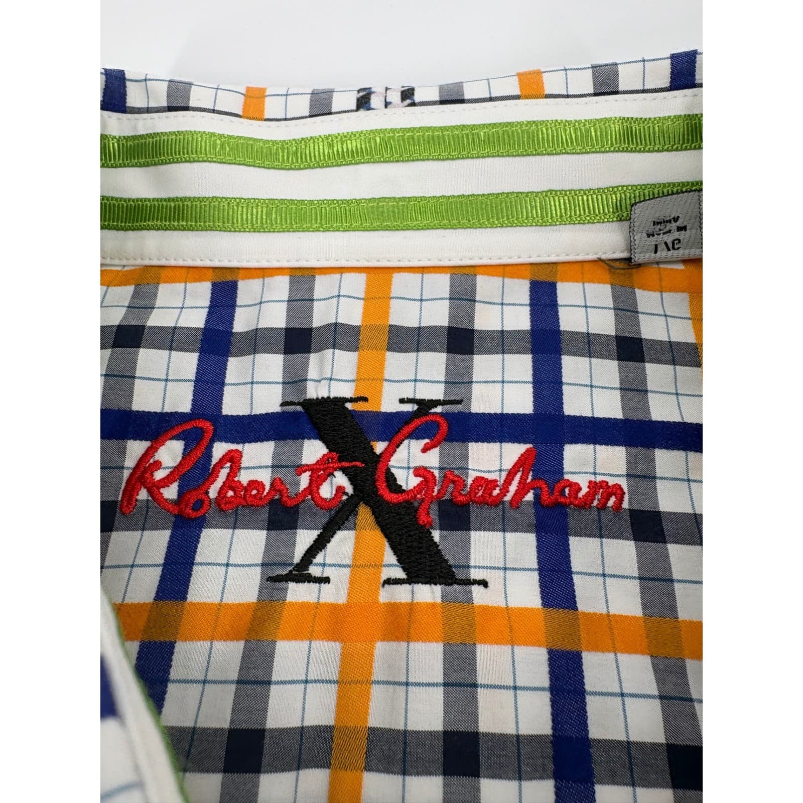 Robert Graham Men's L/G Plaid Long Sleeve Button Up Shirt Orange Navy Green - Thumbnail 5