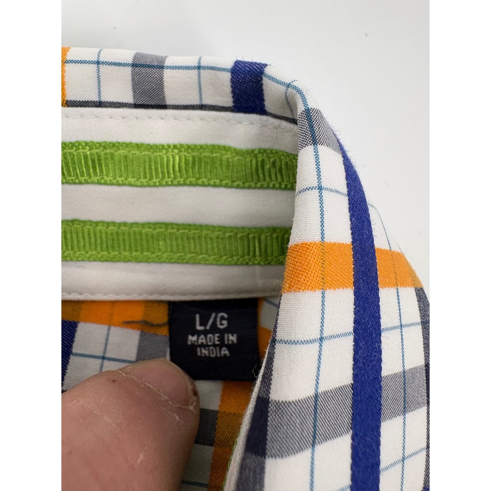 Robert Graham Men's L/G Plaid Long Sleeve Button Up Shirt Orange Navy Green - Thumbnail 6