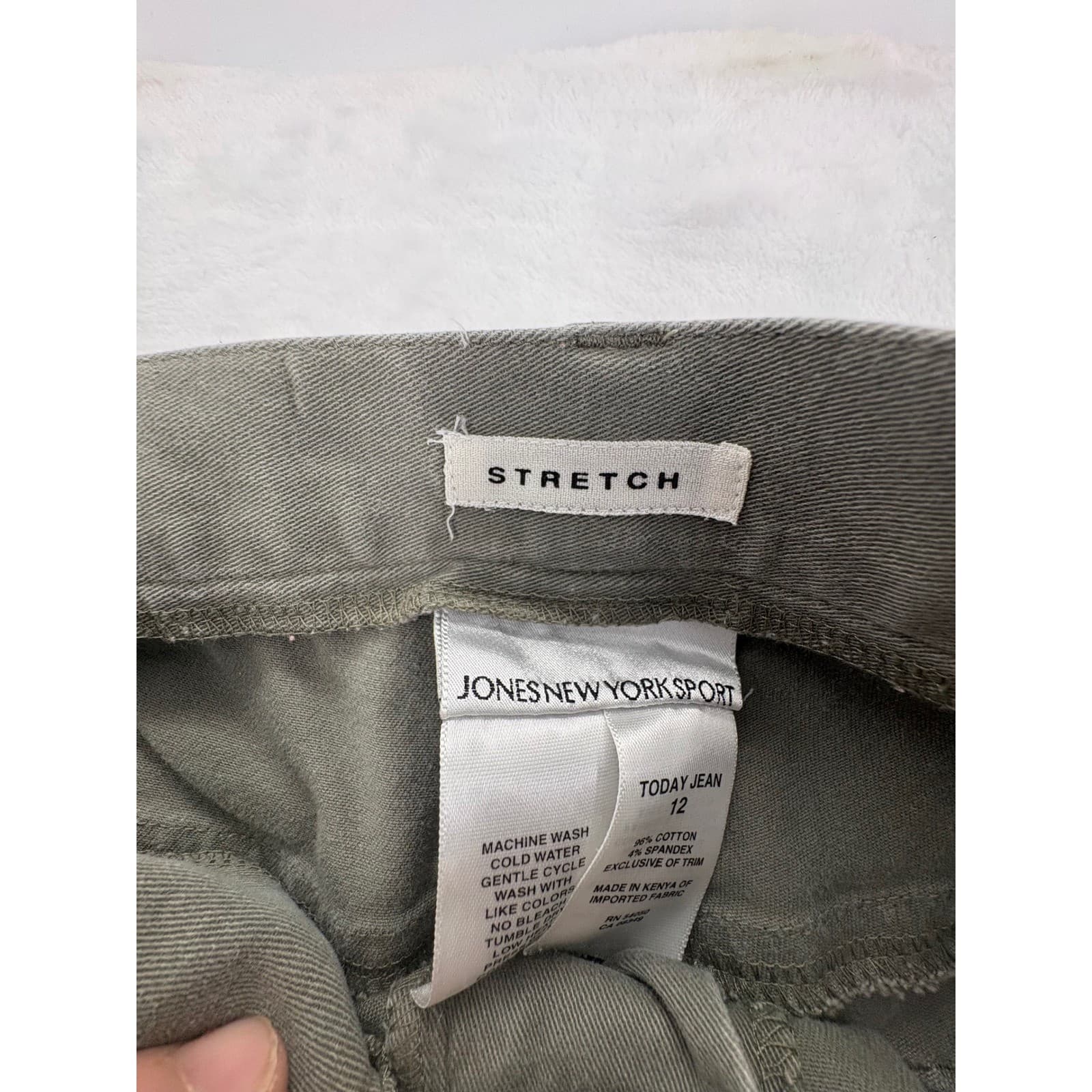 Jones New York Sport Today Jean Womens 12 Pants Olive Green Stretch Straight Leg - Thumbnail 2