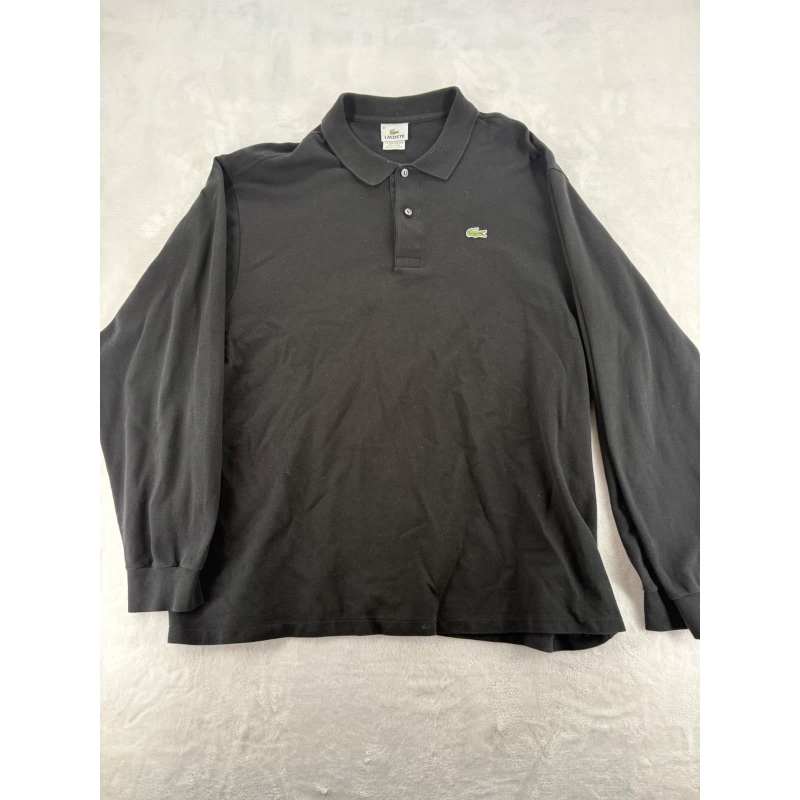 Lacoste Polo Shirt Mens 8 Long Sleeve Black Classic Fit Pique Alligator Logo