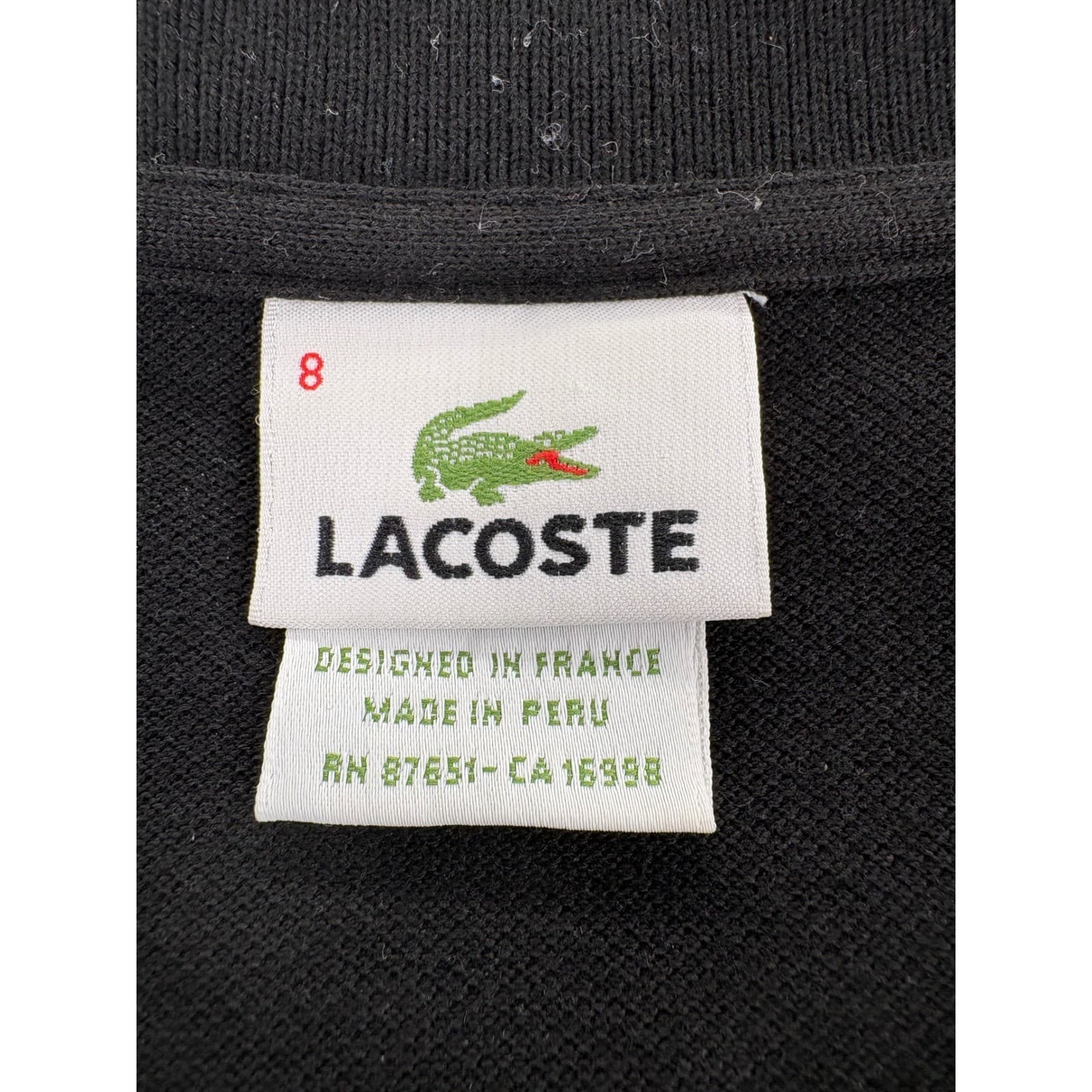 Lacoste Polo Shirt Mens 8 Long Sleeve Black Classic Fit Pique Alligator Logo - Thumbnail 2