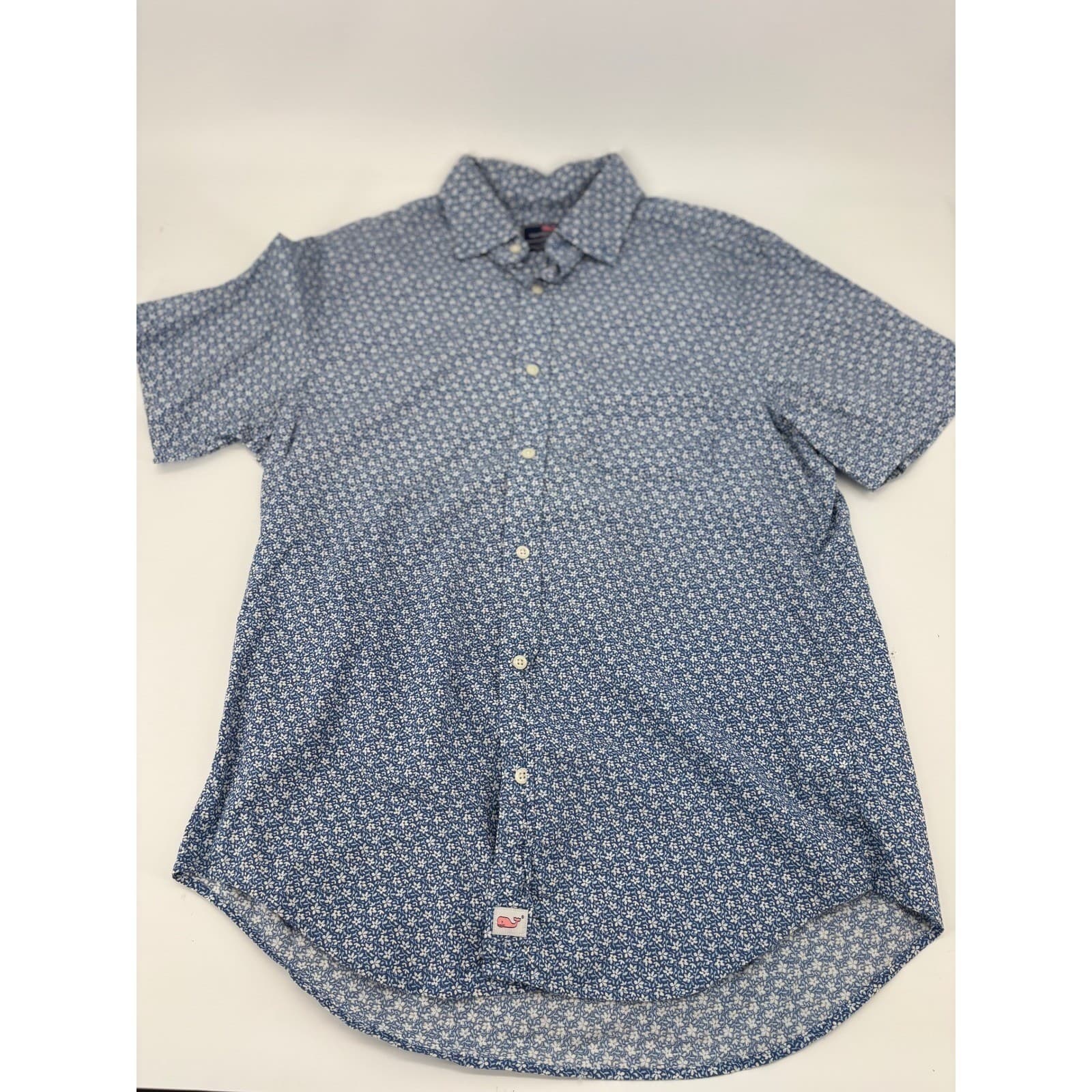 Vineyard Vines Murray Shirt Mens M Button Down Blue Floral Short Sleeve Stretch - Thumbnail 3