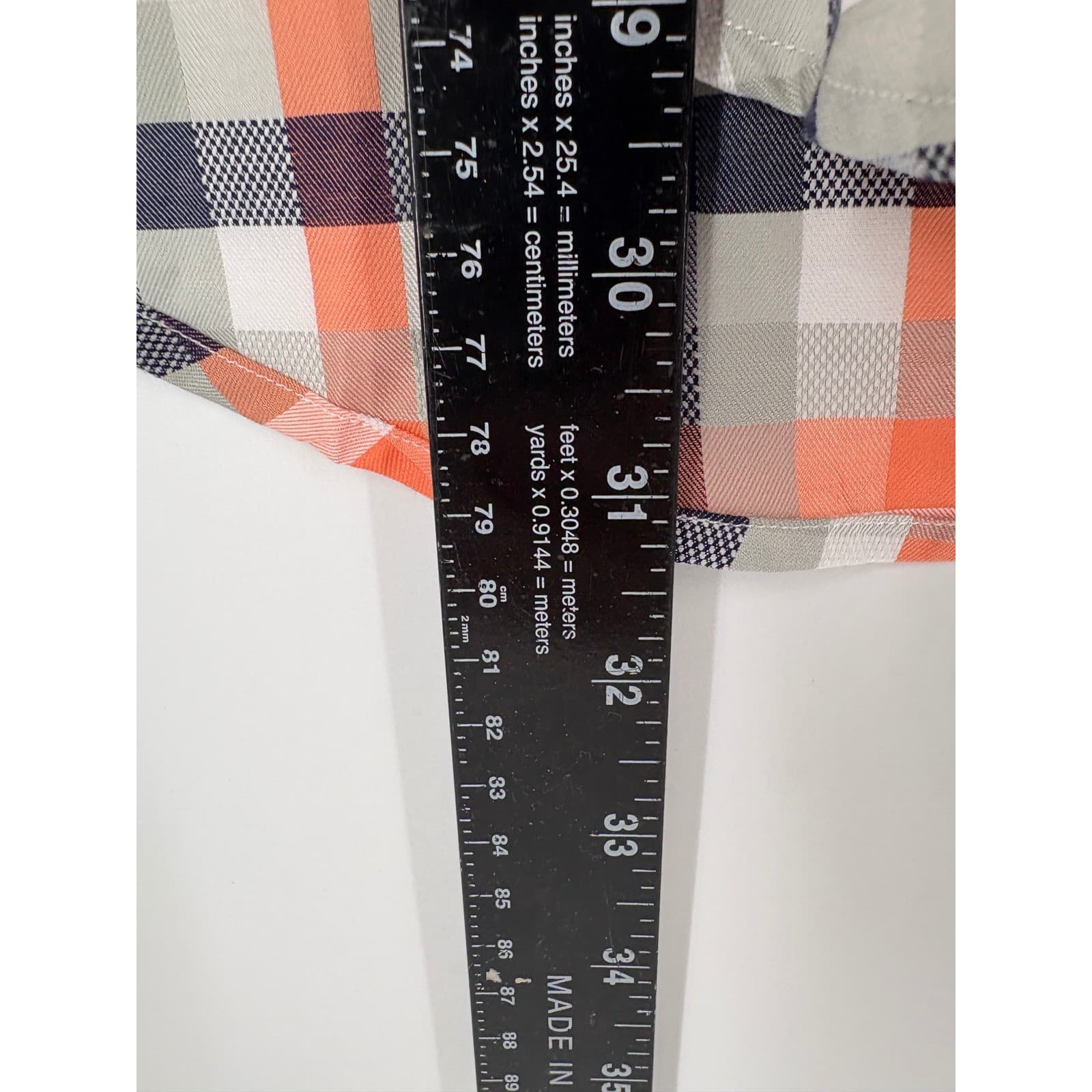 Robert Graham Men's Classic Fit Large Plaid Button Down Shirt Orange Navy Grey - Thumbnail 3