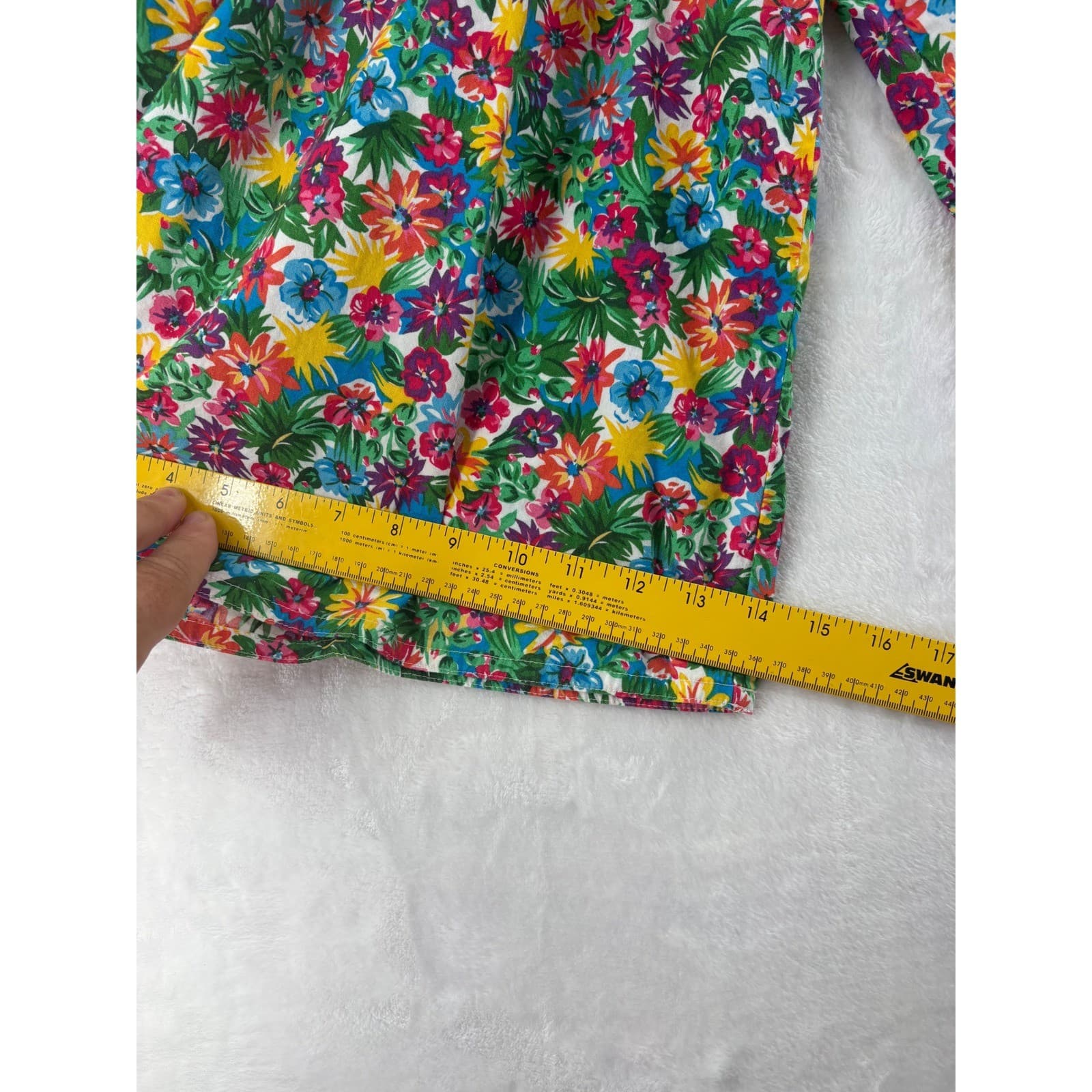Lizsport Culottes Womens Medium Wide Leg Pants Multicolor Floral Cotton Vintage - Thumbnail 4
