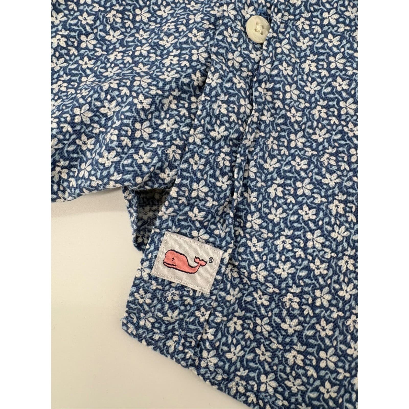 Vineyard Vines Murray Shirt Mens M Button Down Blue Floral Short Sleeve Stretch - Thumbnail 7