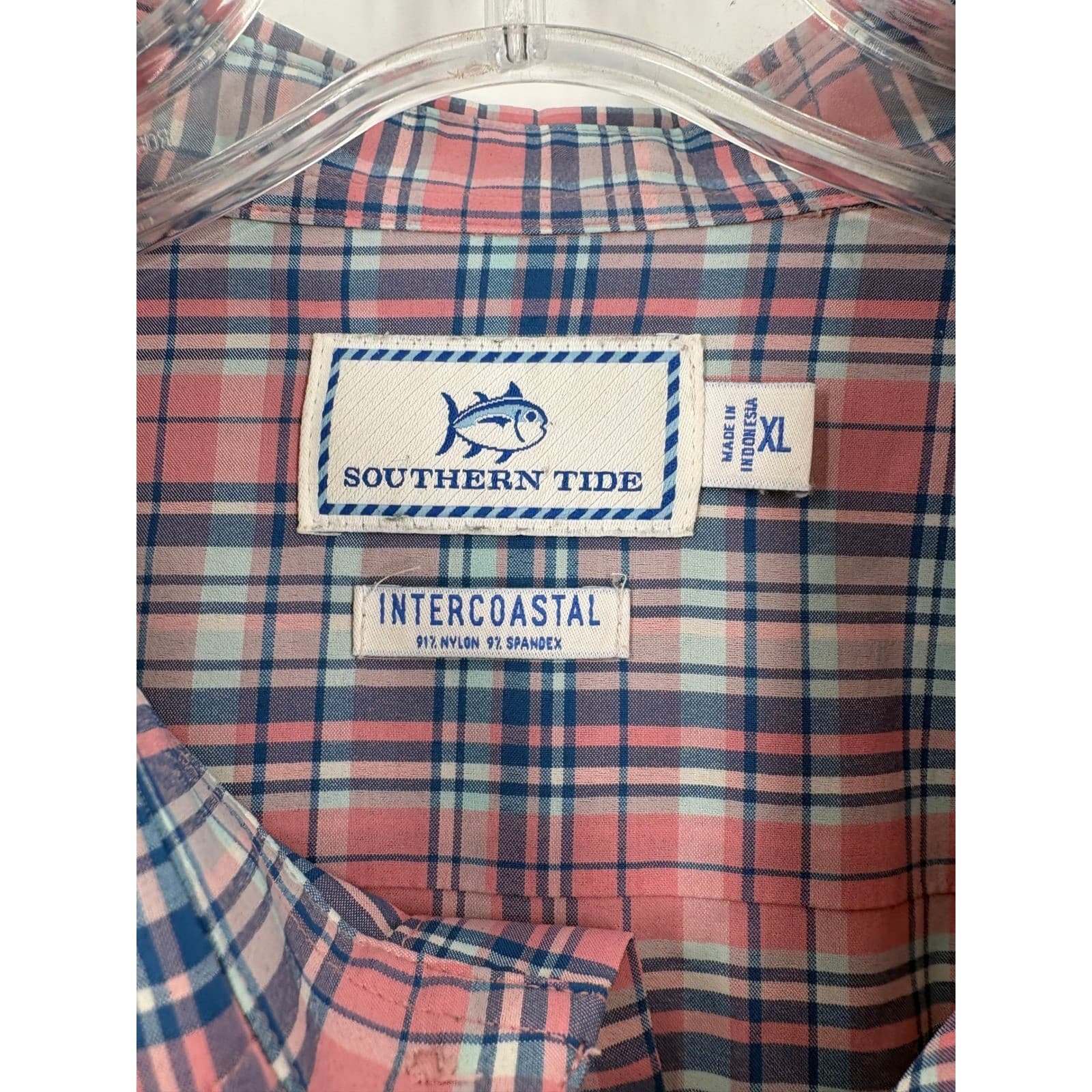Southern Tide Intercoastal Plaid Long Sleeve Button Down Shirt XL Nylon Spandex - Thumbnail 3