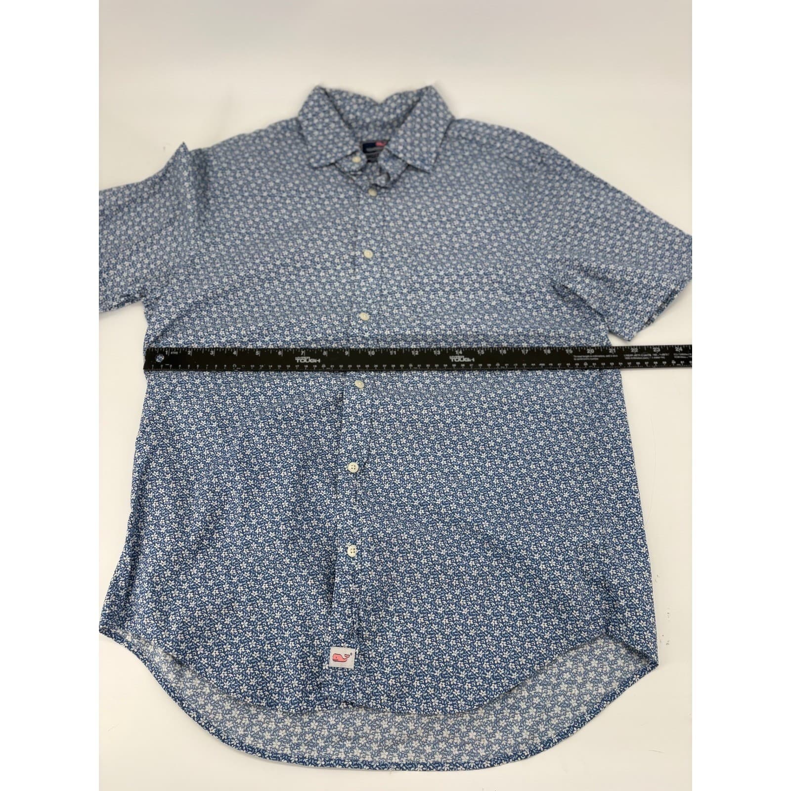 Vineyard Vines Murray Shirt Mens M Button Down Blue Floral Short Sleeve Stretch - Thumbnail 4