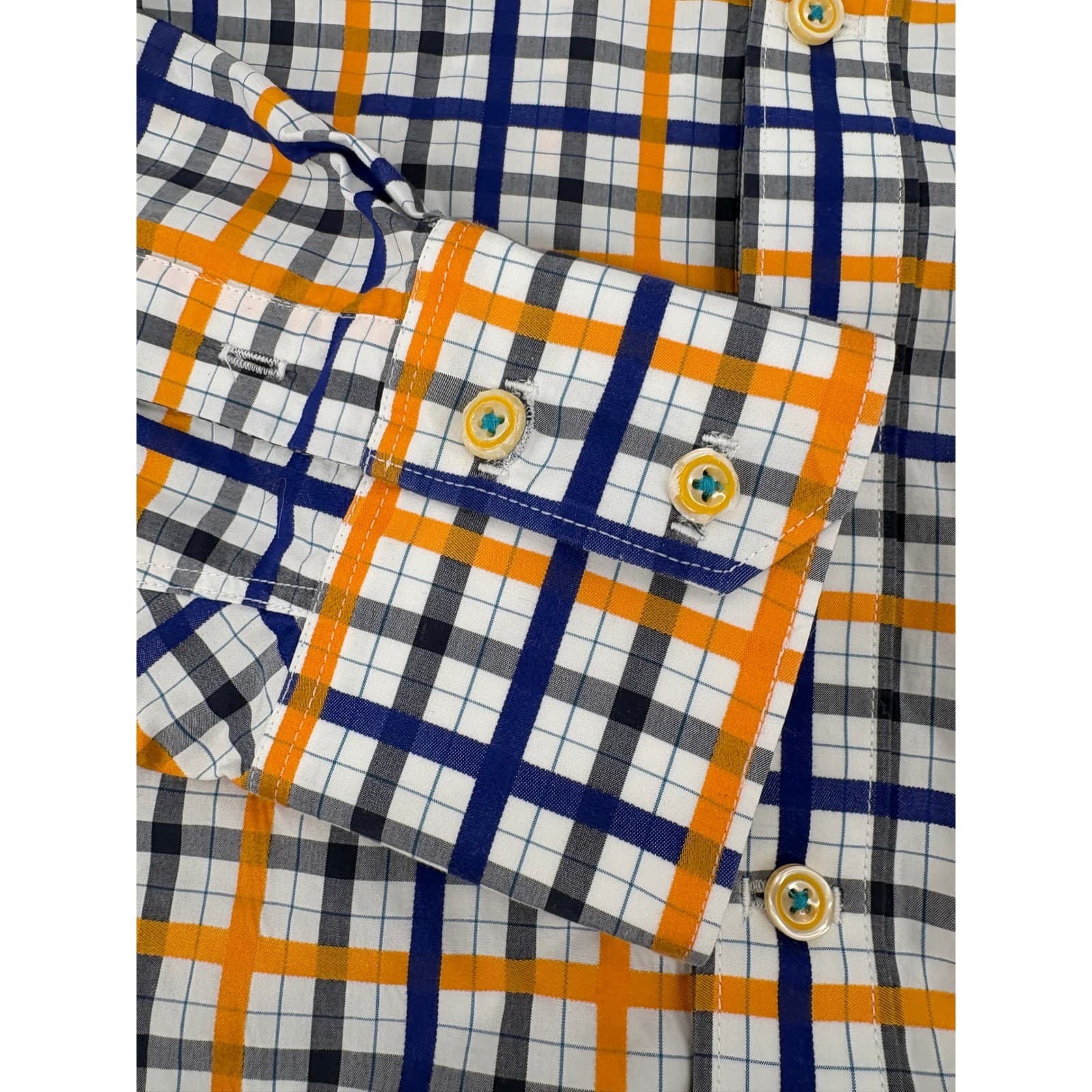 Robert Graham Men's L/G Plaid Long Sleeve Button Up Shirt Orange Navy Green - Thumbnail 7
