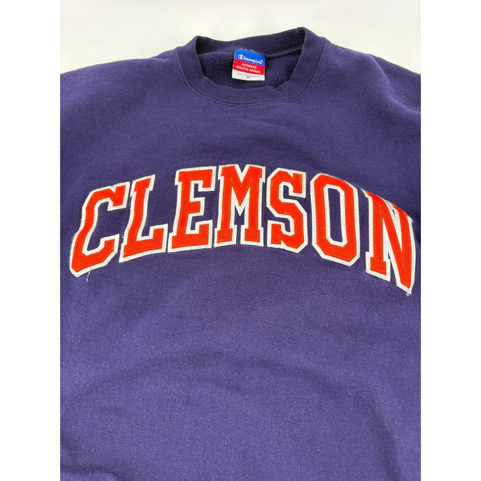 Champion Clemson Sweatshirt Womens Medium Crewneck Purple NCAA Tigers Pullover - Thumbnail 4
