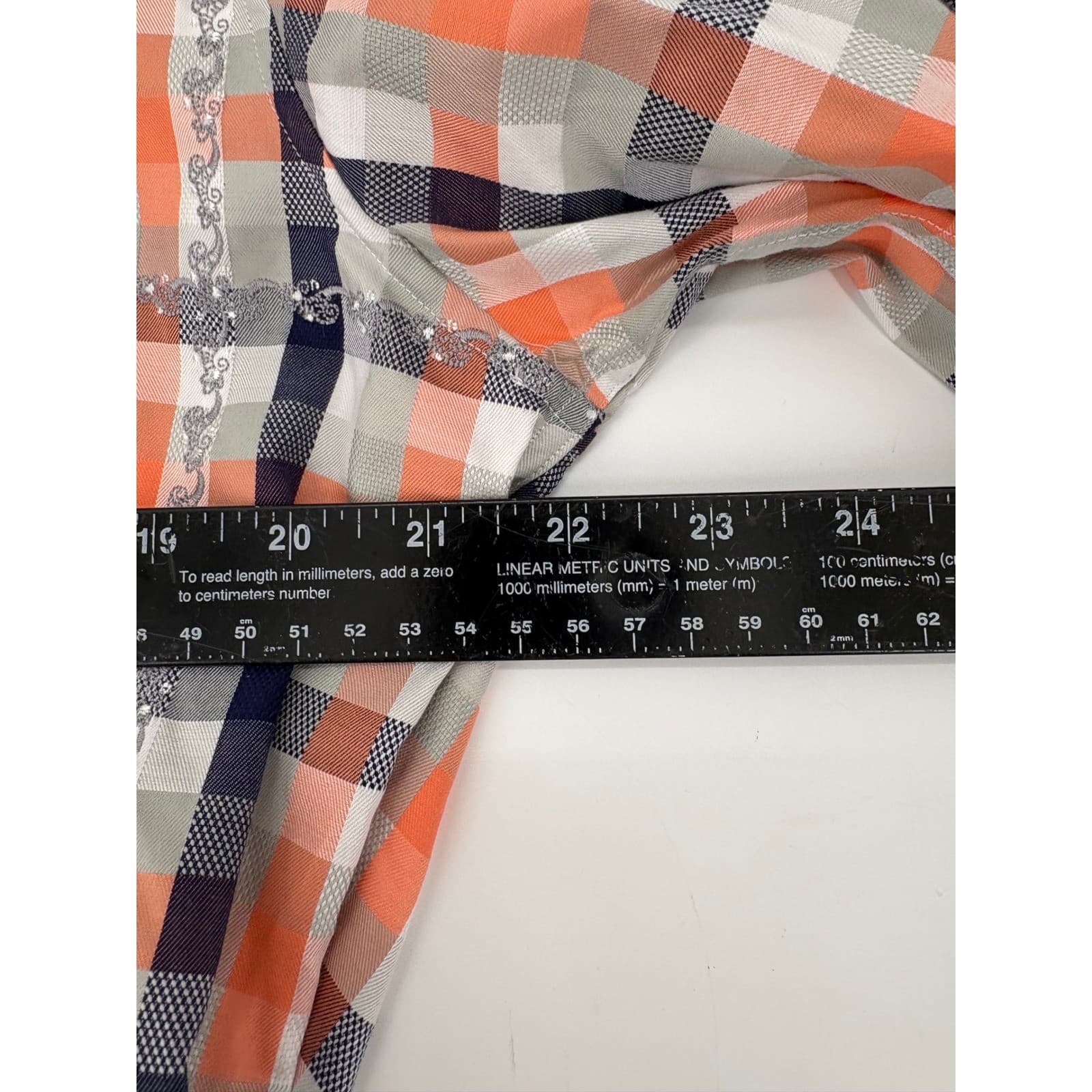 Robert Graham Men's Classic Fit Large Plaid Button Down Shirt Orange Navy Grey - Thumbnail 9
