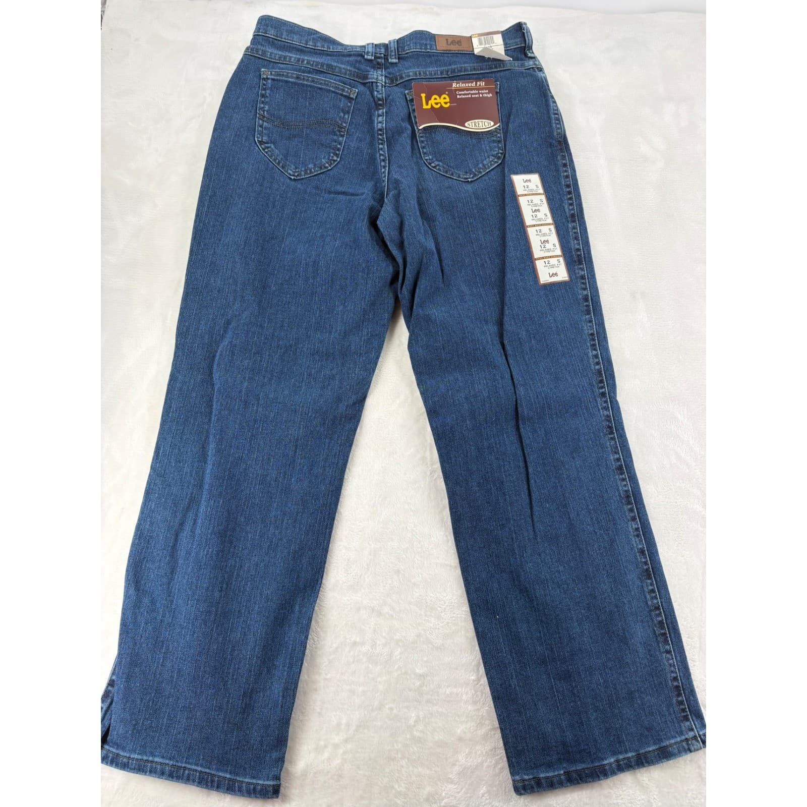 Lee Jeans Womens 12 S Jeans Blue Relaxed Fit Stretch Straight Leg Pepper Stone