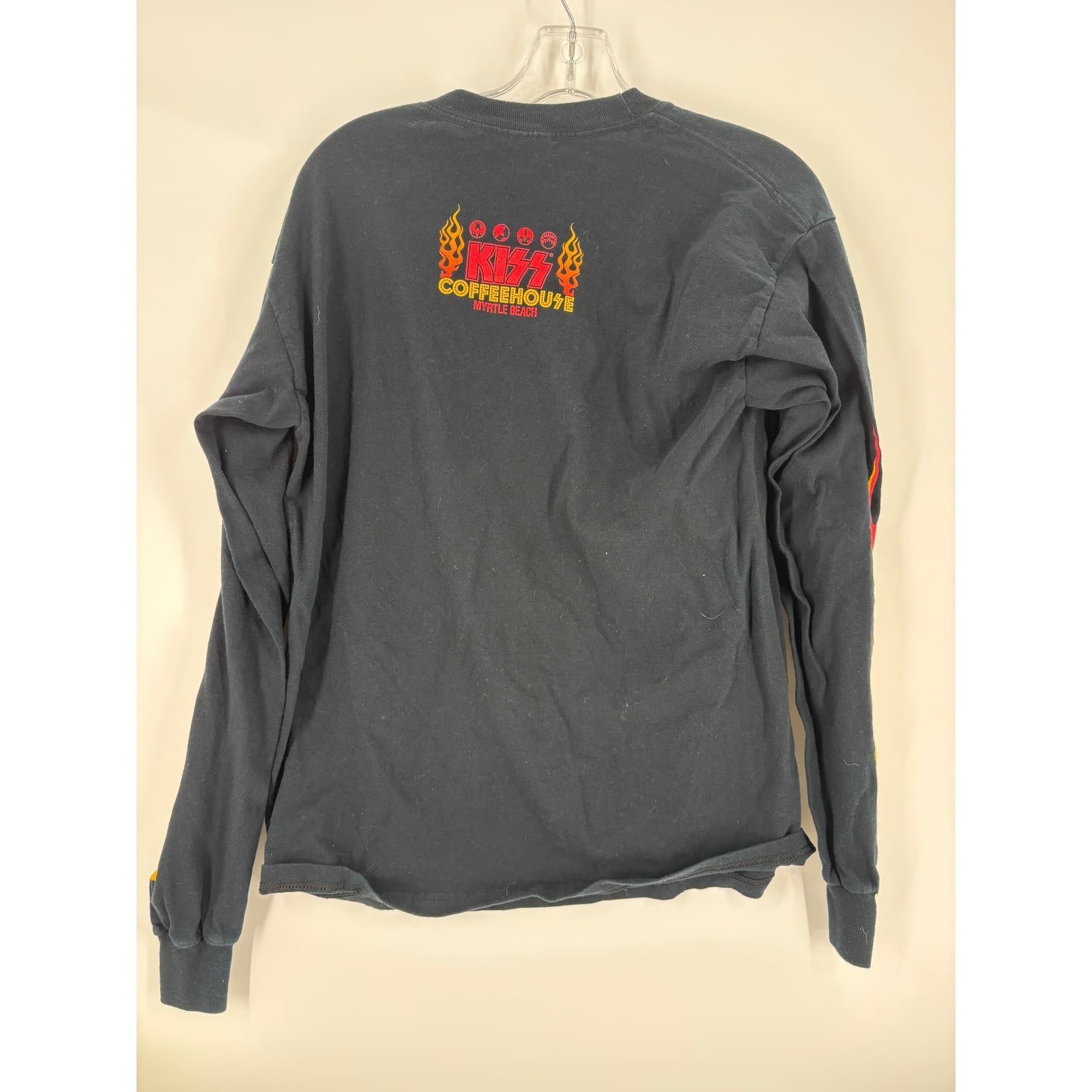 Kiss Coffeehouse Myrtle Beach Long Sleeve T Shirt Black Flames Graphic Men's M - Thumbnail 3