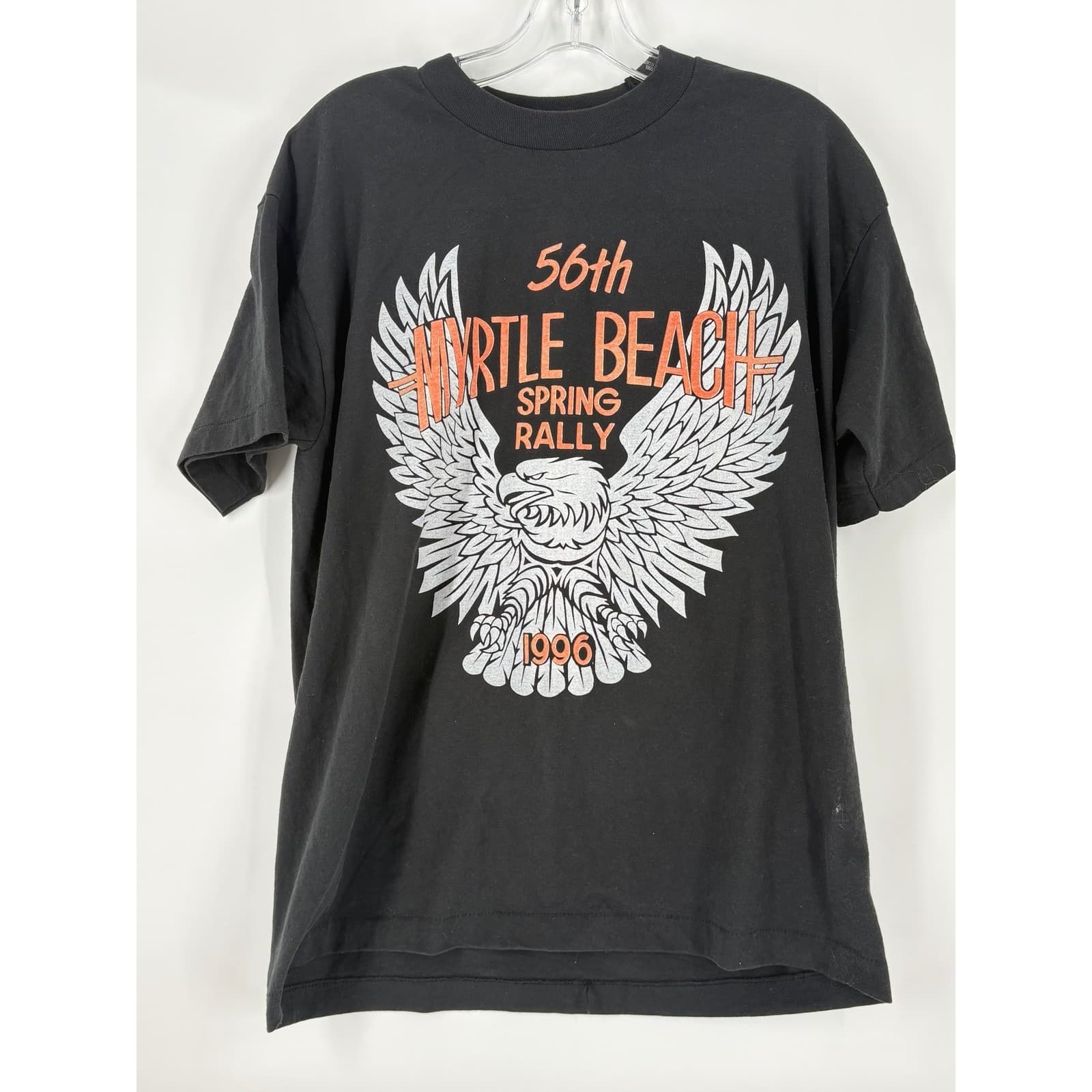 Vintage 1996 Myrtle Beach Spring Rally Eagle Graphic T Shirt Mens Size L Black