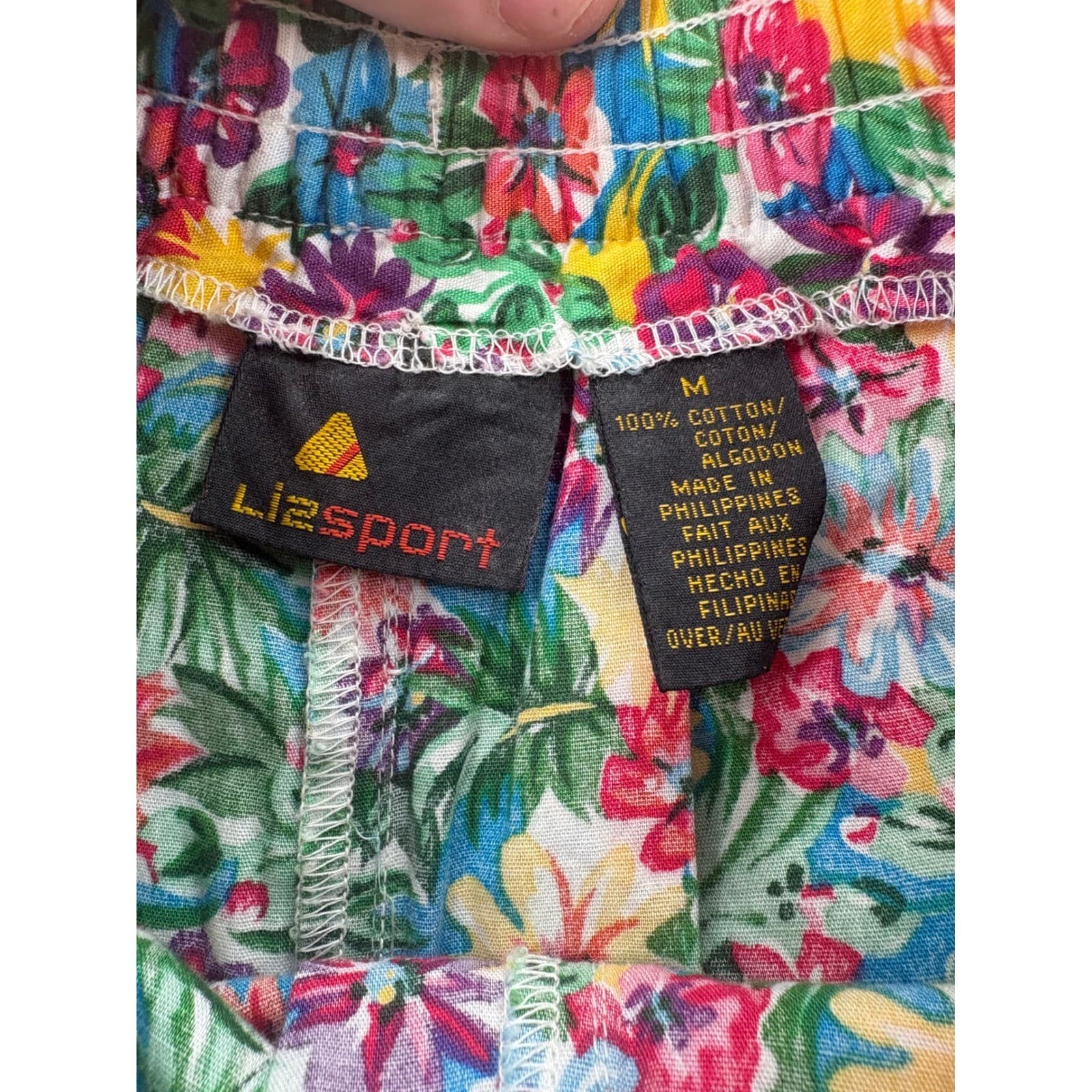 Lizsport Culottes Womens Medium Wide Leg Pants Multicolor Floral Cotton Vintage - Thumbnail 5
