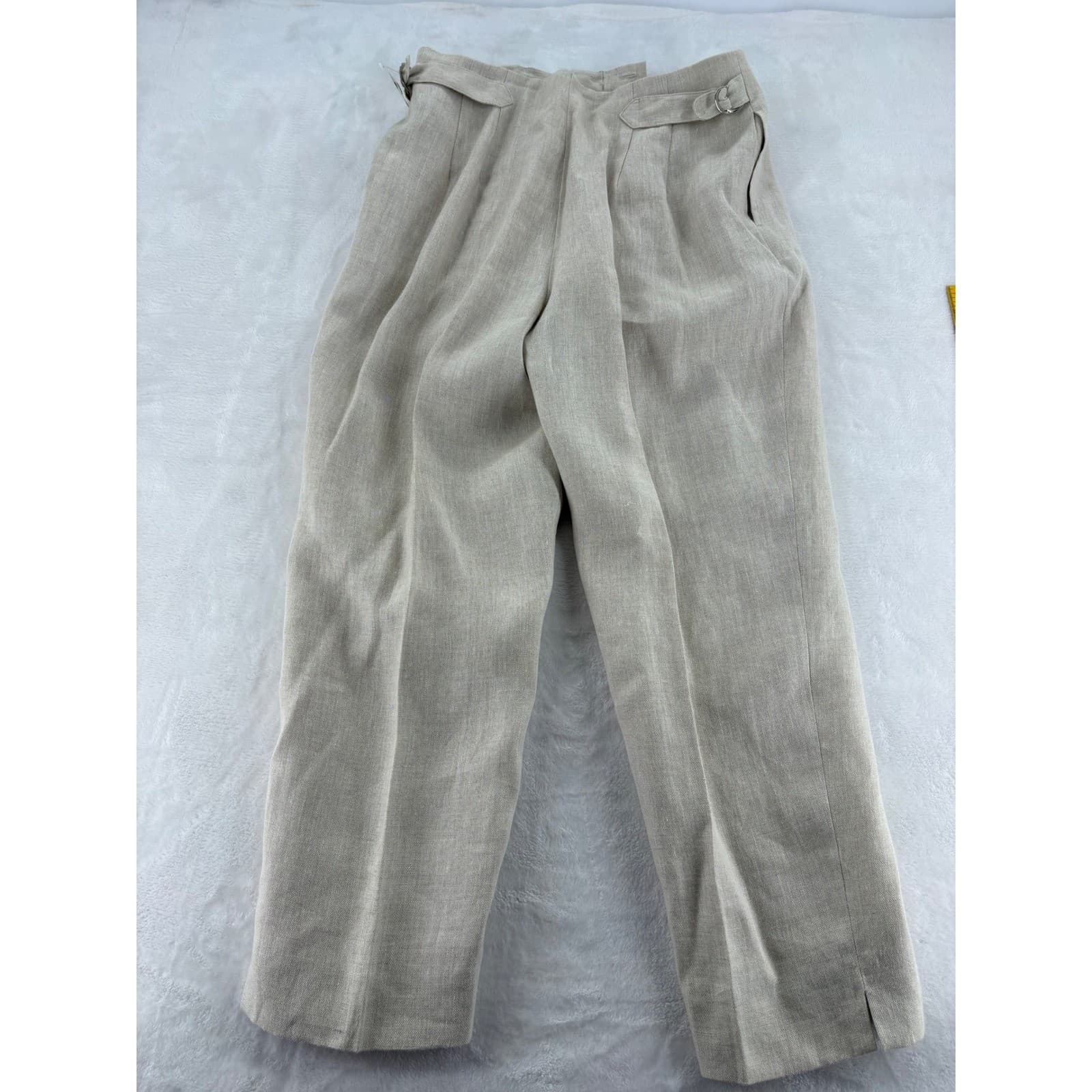Talbots Irish Linen Womens 12P Pants Beige Trousers Side Buckle NWT - Thumbnail 6