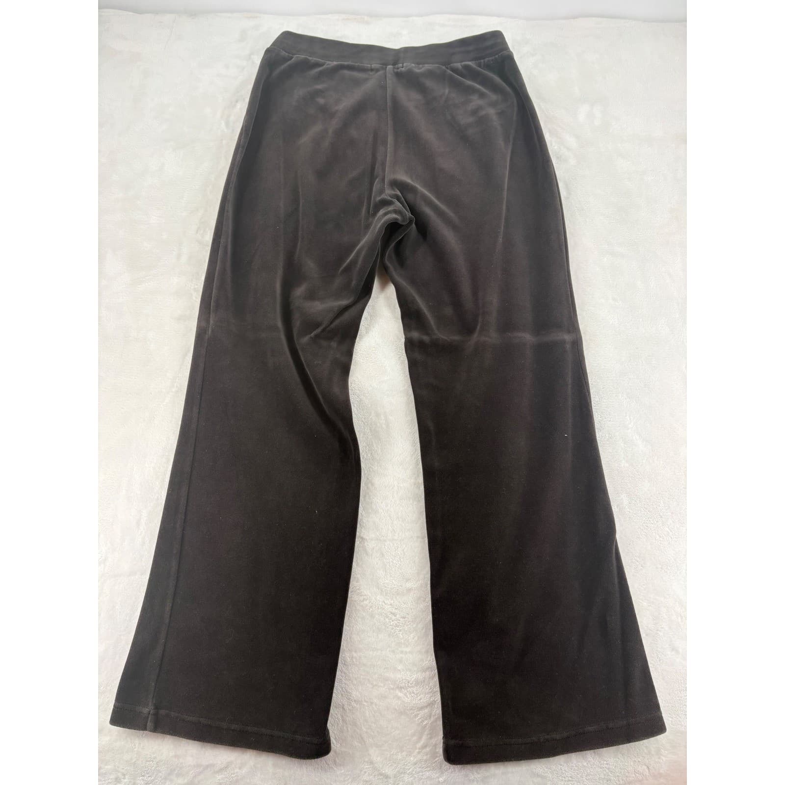 Lauren Ralph Lauren Pants Womens Medium Velour Lounge Pants Black Gold Crest - Thumbnail 7