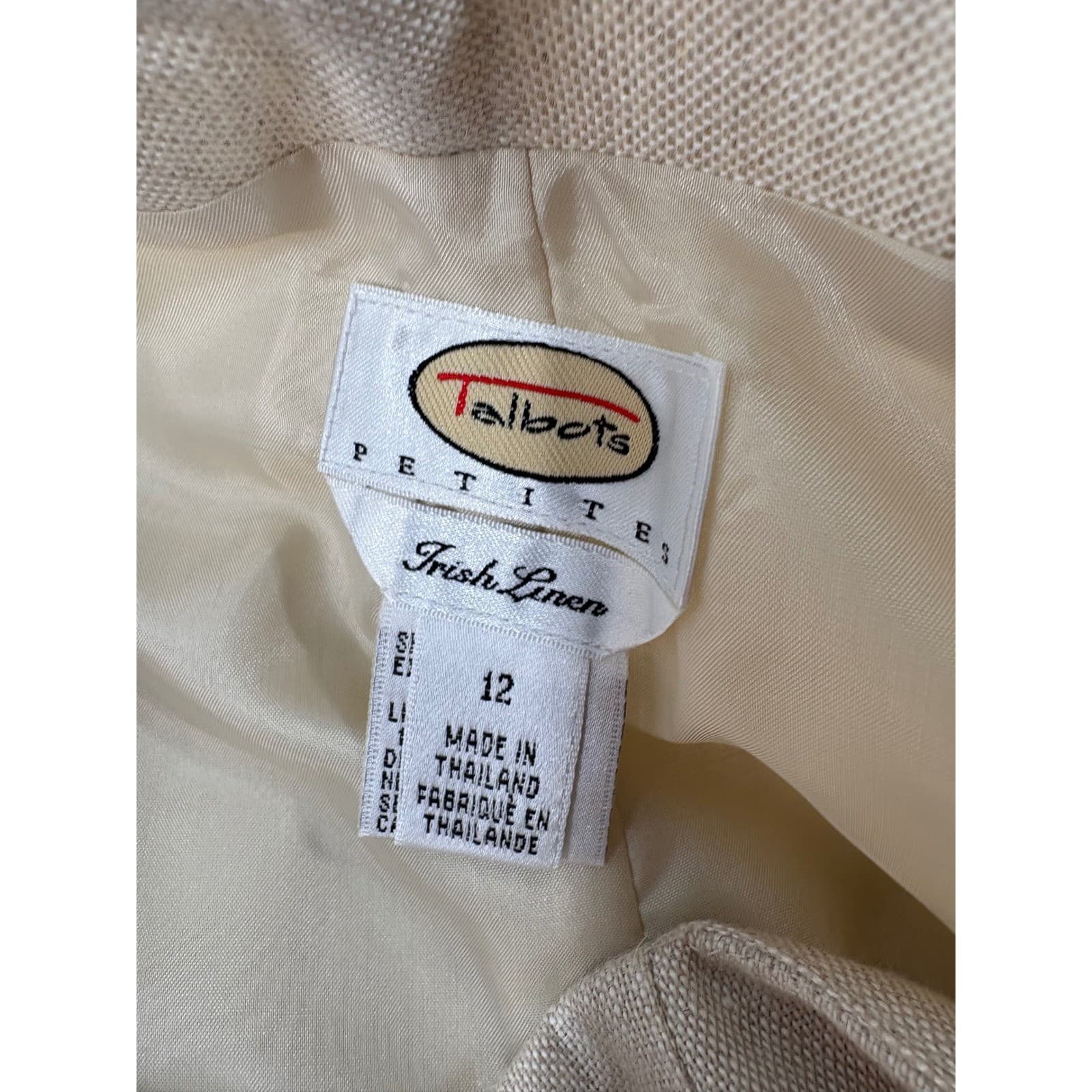 Talbots Irish Linen Womens 12P Pants Beige Trousers Side Buckle NWT - Thumbnail 4